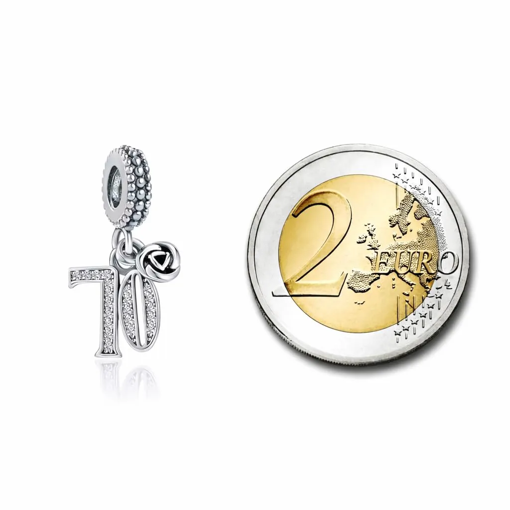 MariaFonte Ciondolo Charm Numero 70 in Argento Sterling e Zirconia Bianca - immagine 8