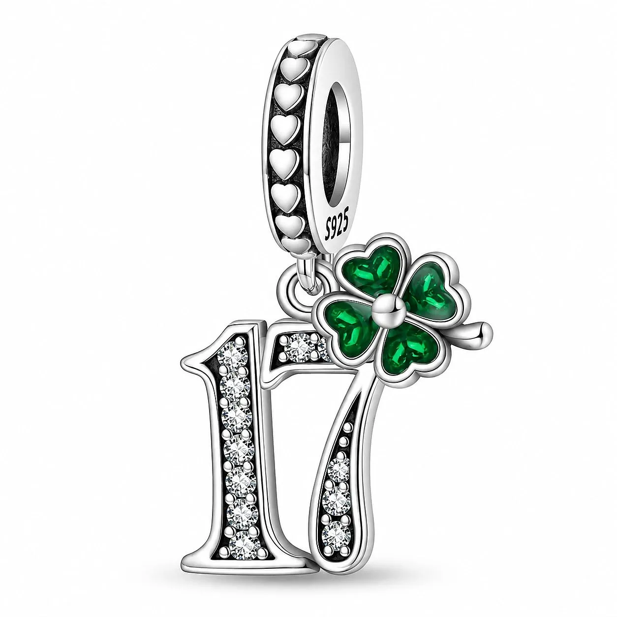 MariaFonte Charm Numero 17 in Argento 925 e Zirconia Bianca - immagine 1