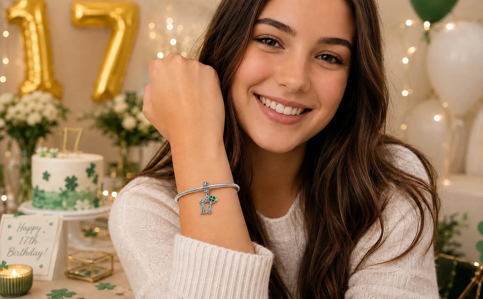MariaFonte Charm Numero 17 in Argento 925 e Zirconia Bianca - immagine 2