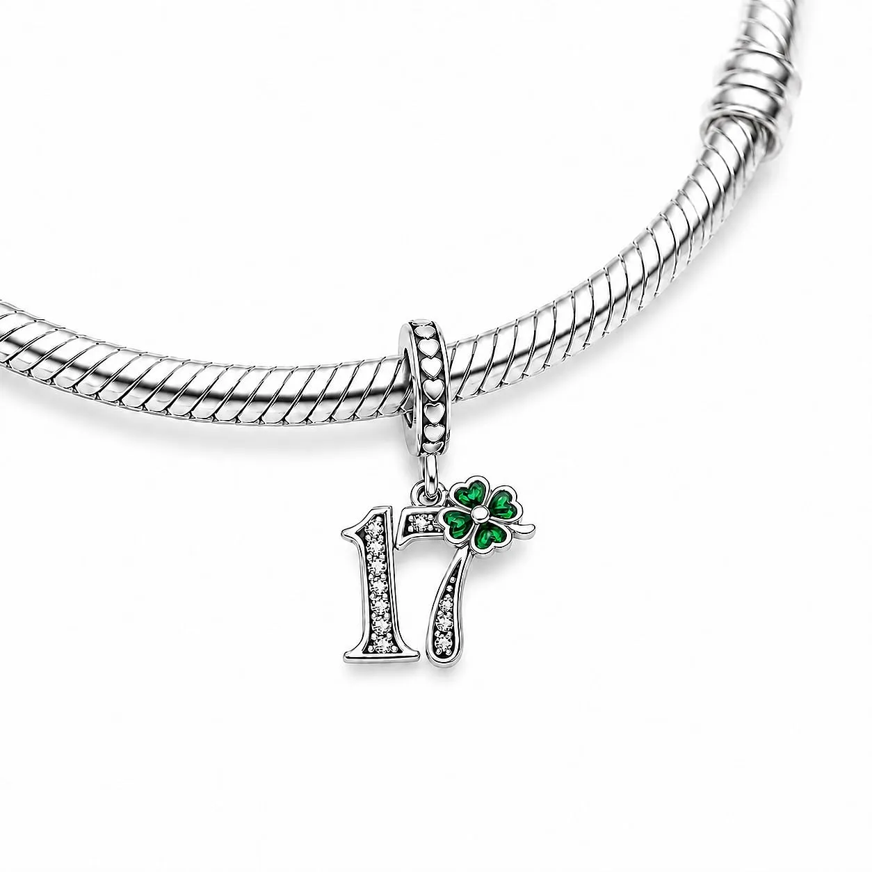 MariaFonte Charm Numero 17 in Argento 925 e Zirconia Bianca - immagine 5