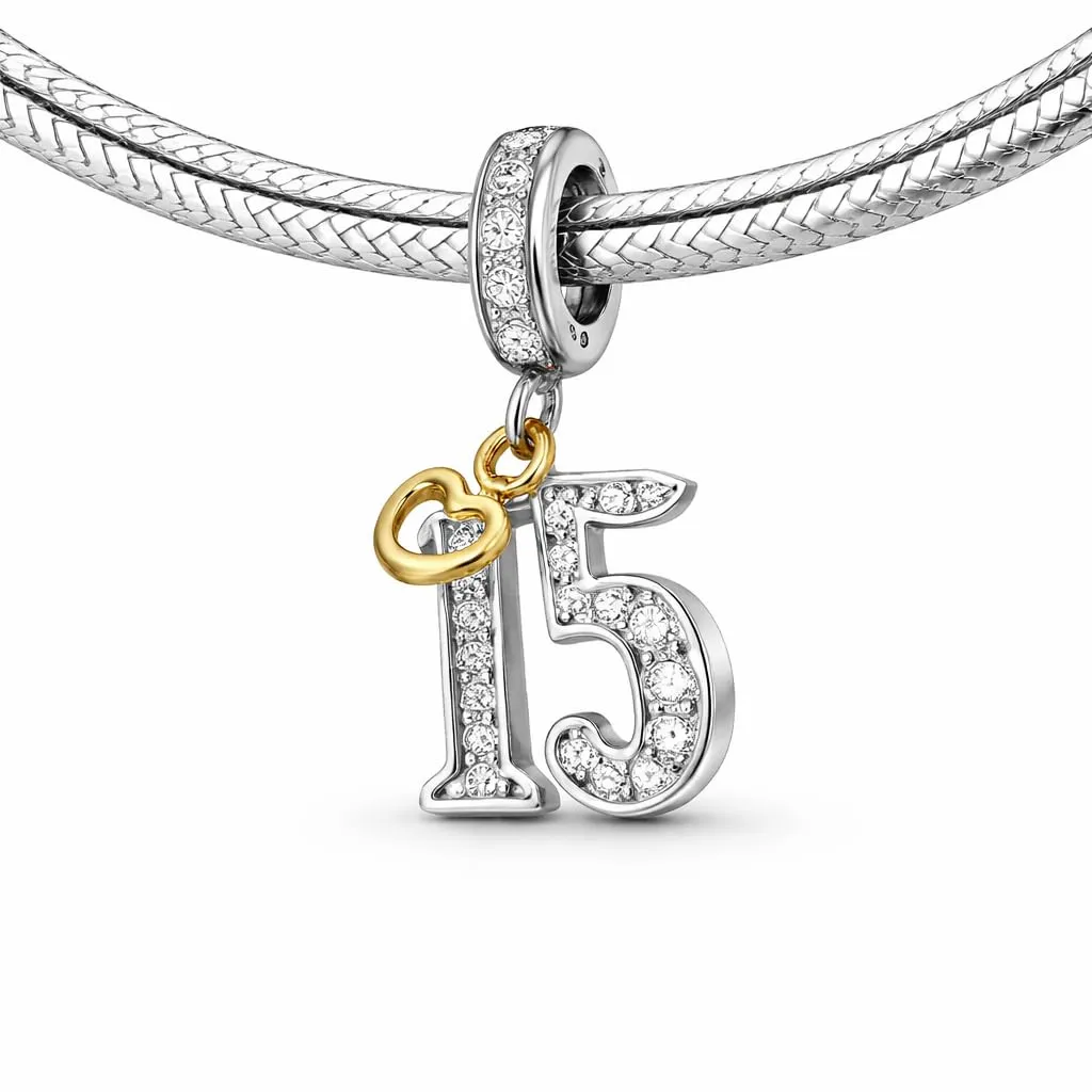 MariaFonte Charm Pendente Numero 15 in Argento Sterling e Zirconia - immagine 3