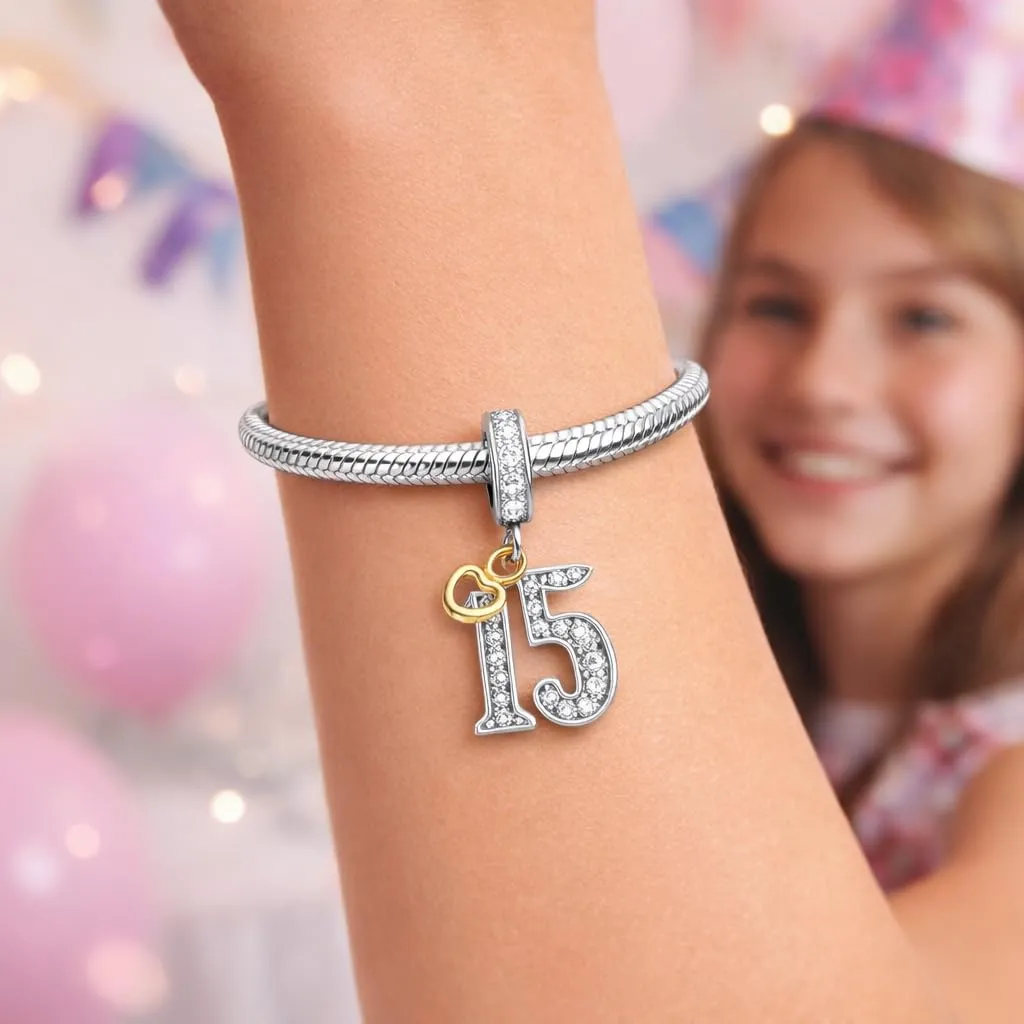 MariaFonte Charm Pendente Numero 15 in Argento Sterling e Zirconia - immagine 5