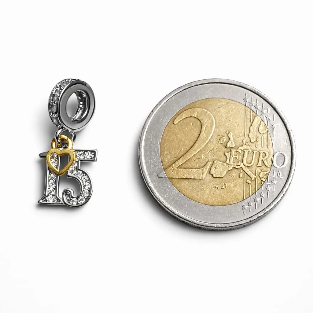 MariaFonte Charm Pendente Numero 15 in Argento Sterling e Zirconia - immagine 6