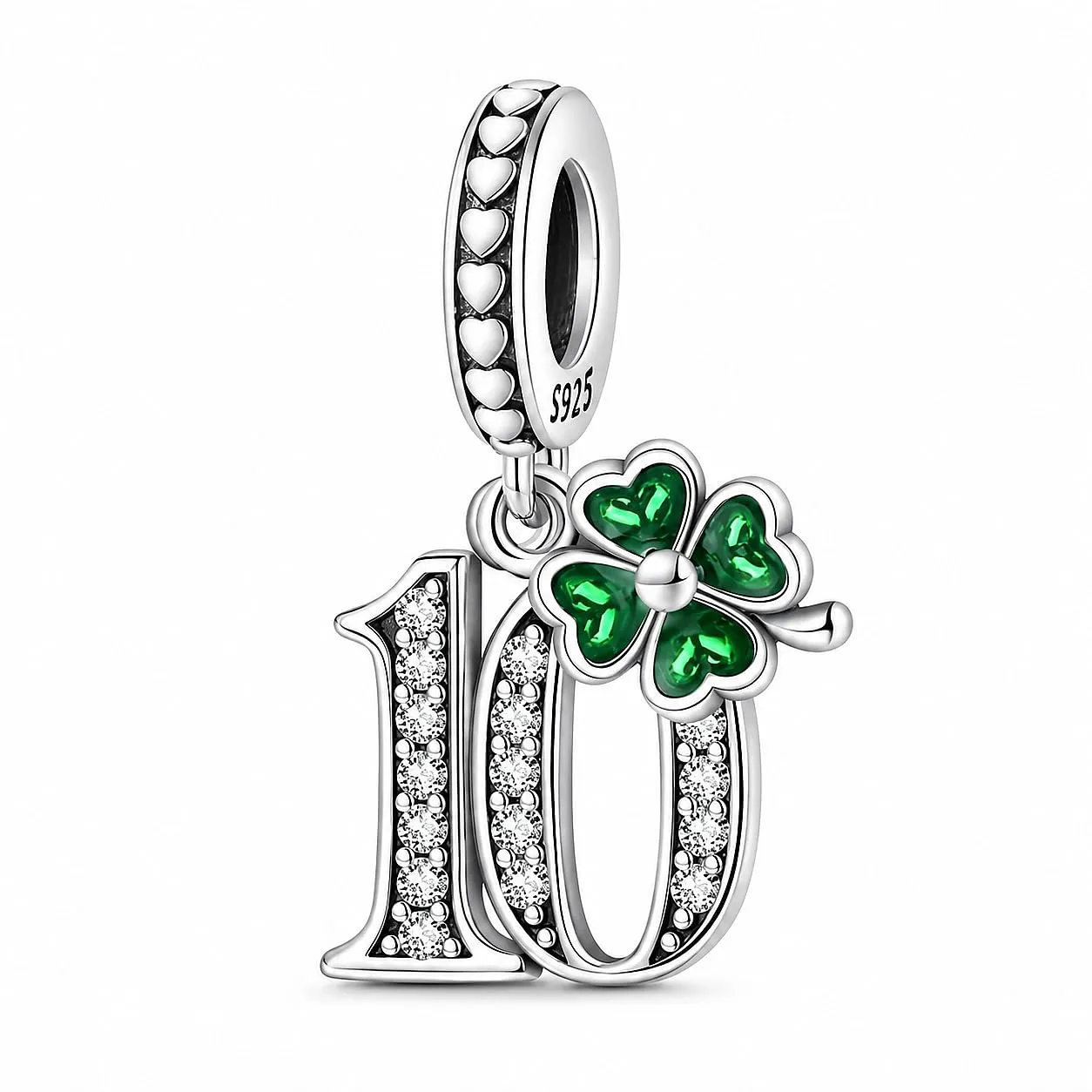MariaFonte Charm Numero 10 in Argento 925 e Zirconia Bianca - immagine 1
