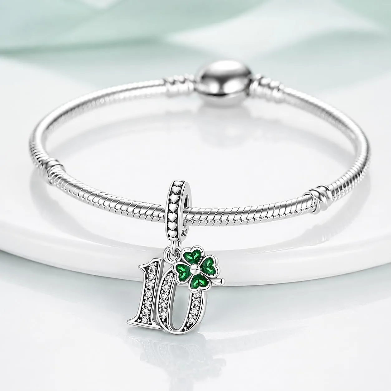 MariaFonte Charm Numero 10 in Argento 925 e Zirconia Bianca - immagine 3