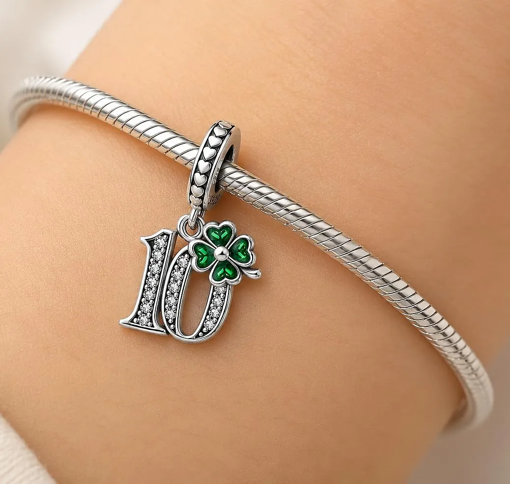MariaFonte Charm Numero 10 in Argento 925 e Zirconia Bianca - immagine 4