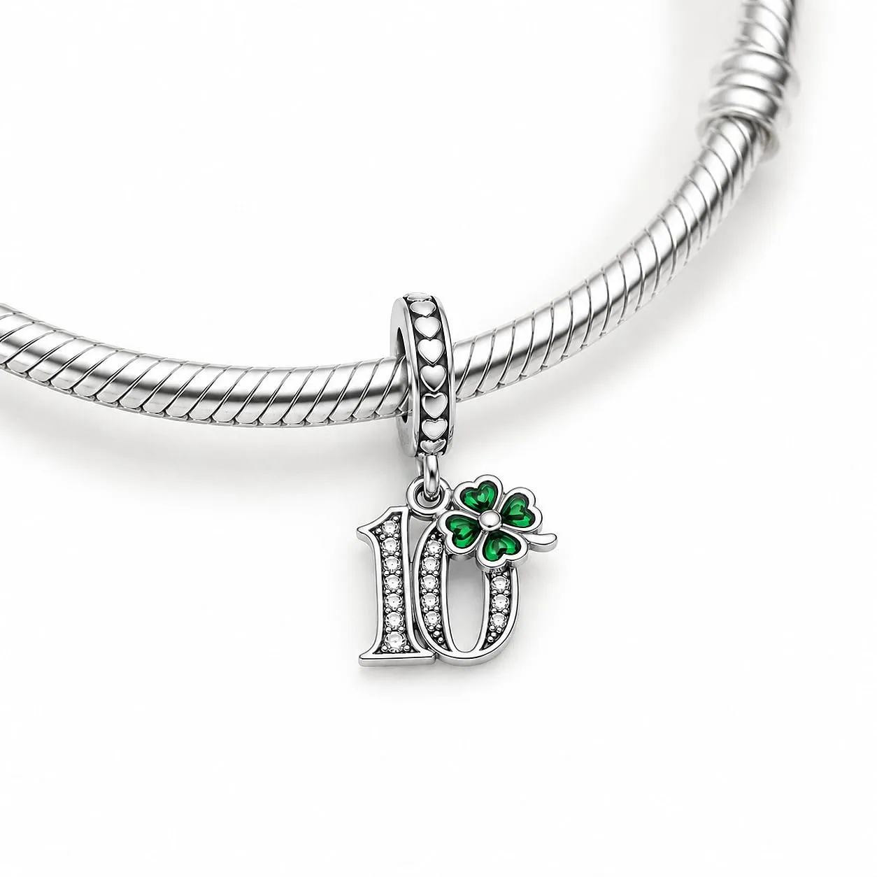 MariaFonte Charm Numero 10 in Argento 925 e Zirconia Bianca - immagine 5