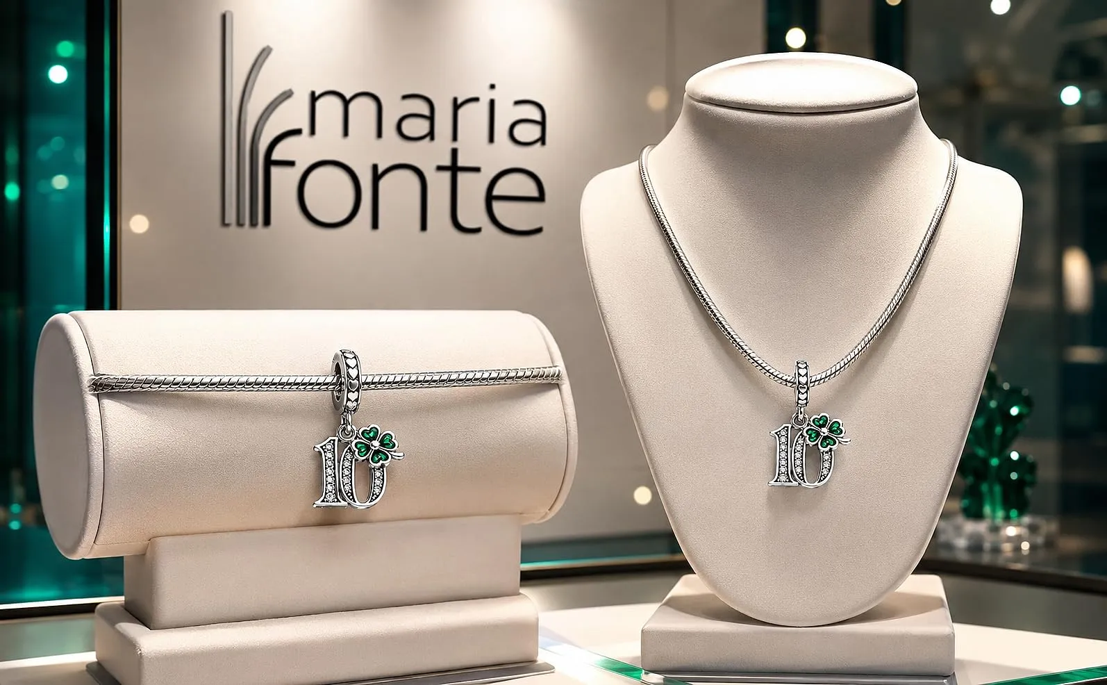 MariaFonte Charm Numero 10 in Argento 925 e Zirconia Bianca - immagine 7