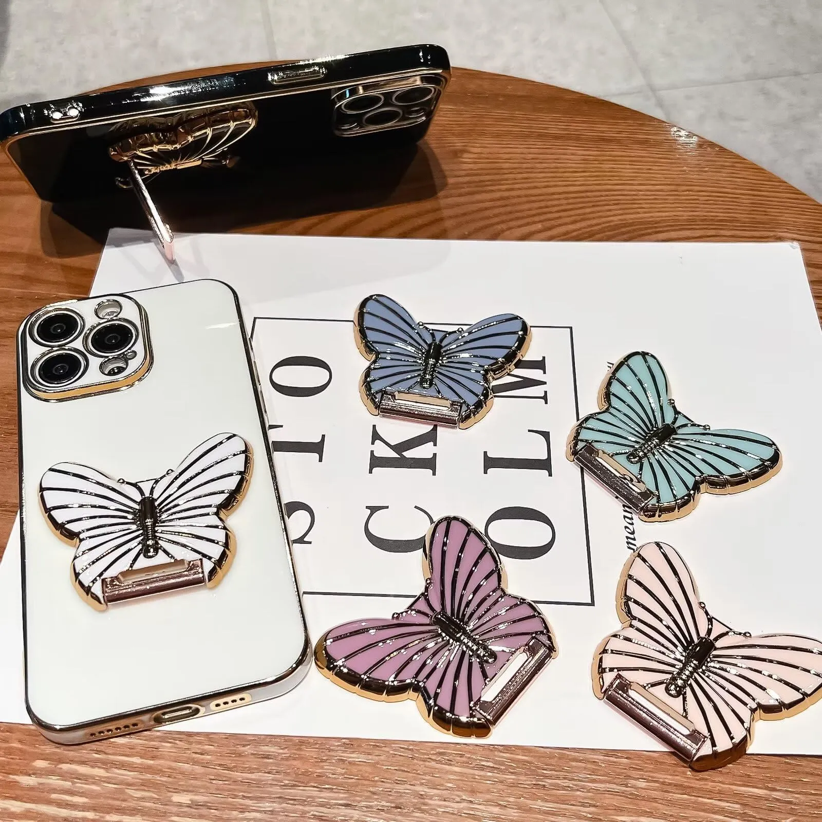 Rnrieyta Custodia Farfalla con Supporto per Xiaomi Redmi Note 9, Cover in Silicone Morbida e Sottile, Viola - immagine 3
