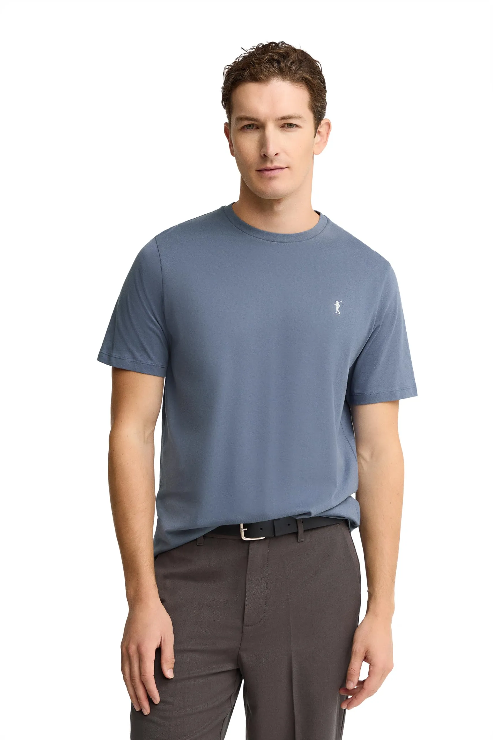 Polo Club Maglietta Basic Blu Denim in Cotone con Logo Ricamato Uomo - immagine 1
