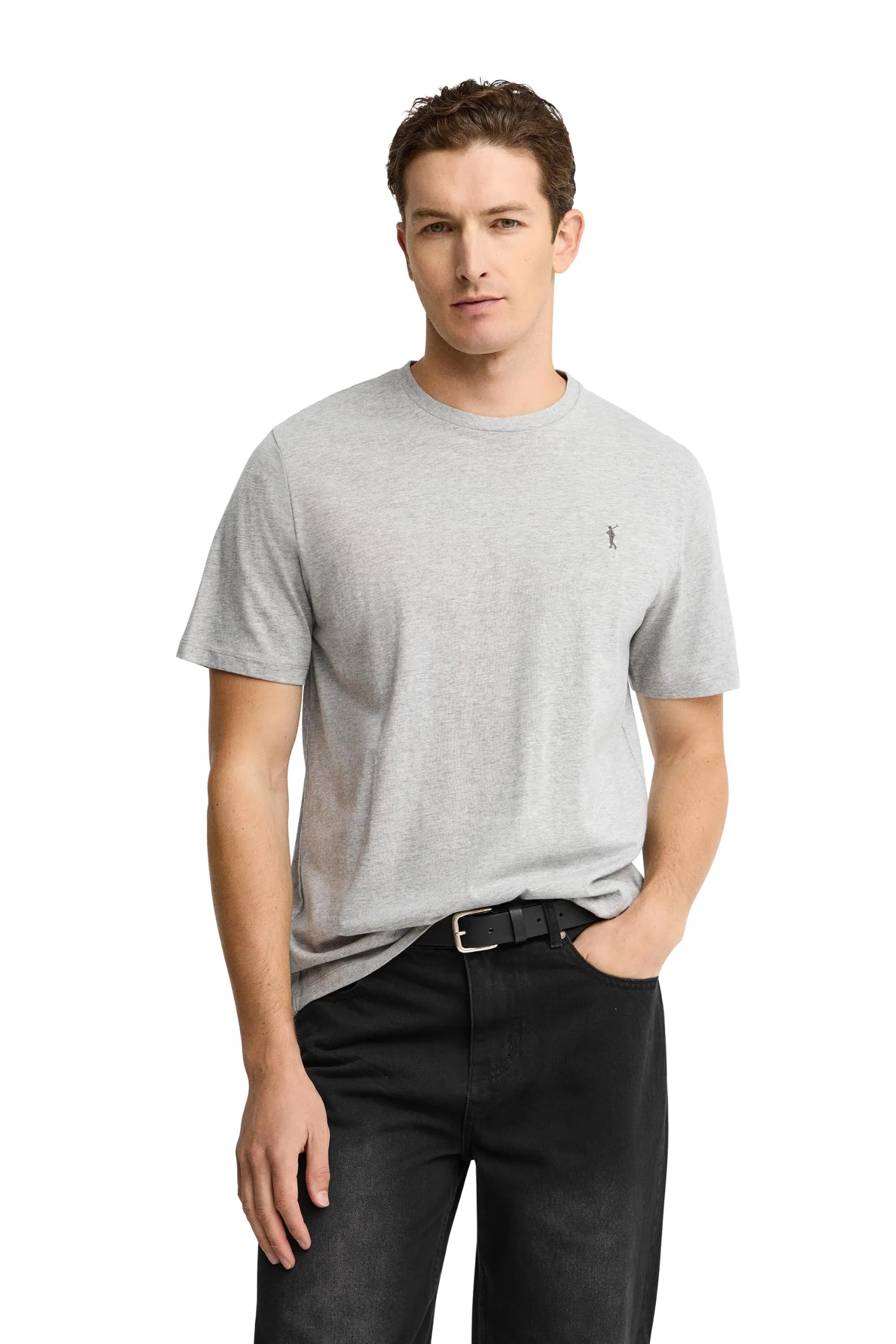 Polo Club Maglietta Basic Uomo in Cotone Grigio Vigorè con Logo Ricamato - immagine 1