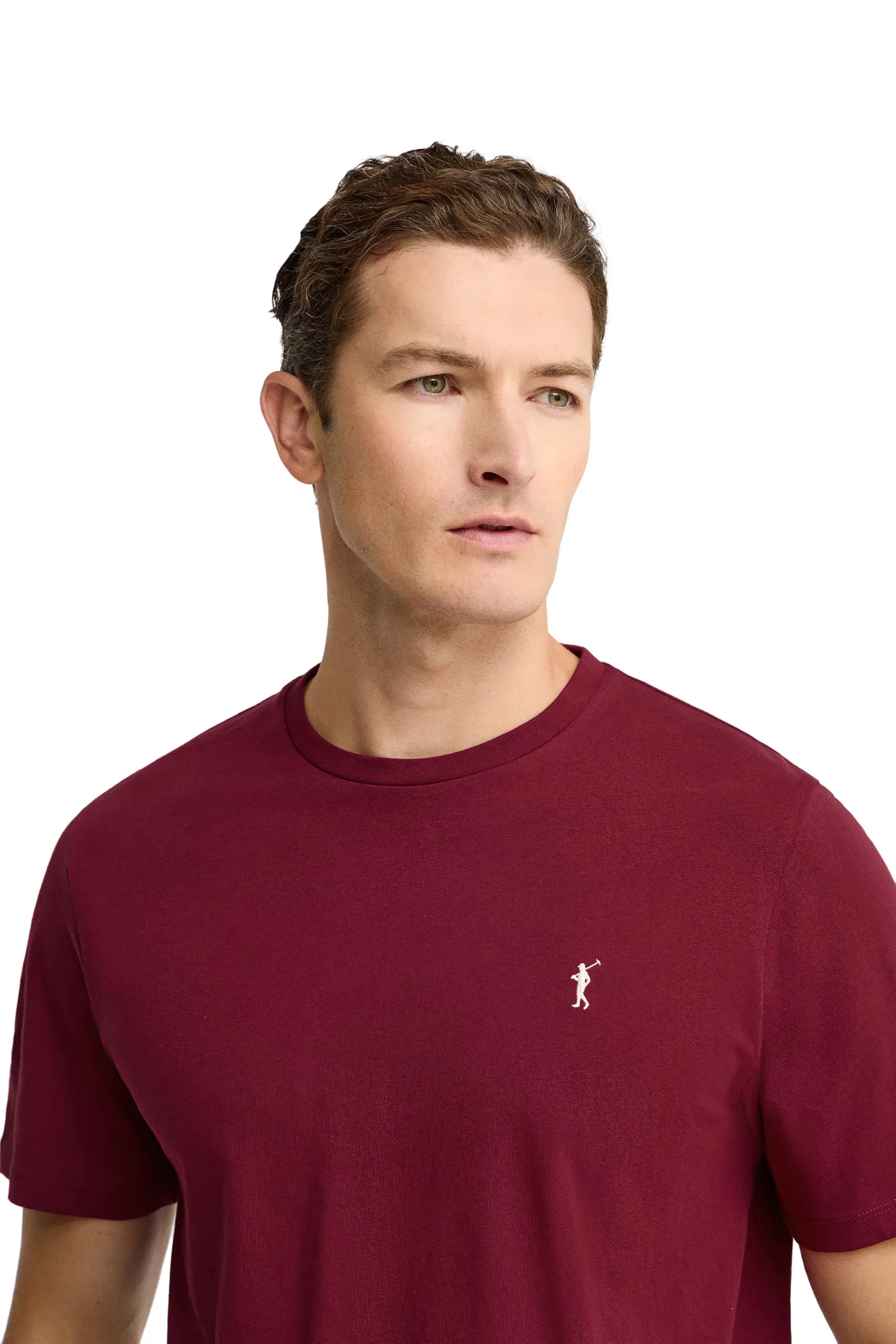 Polo Club Maglietta Basic in Cotone con Logo Ricamato Uomo, Granata - immagine 3