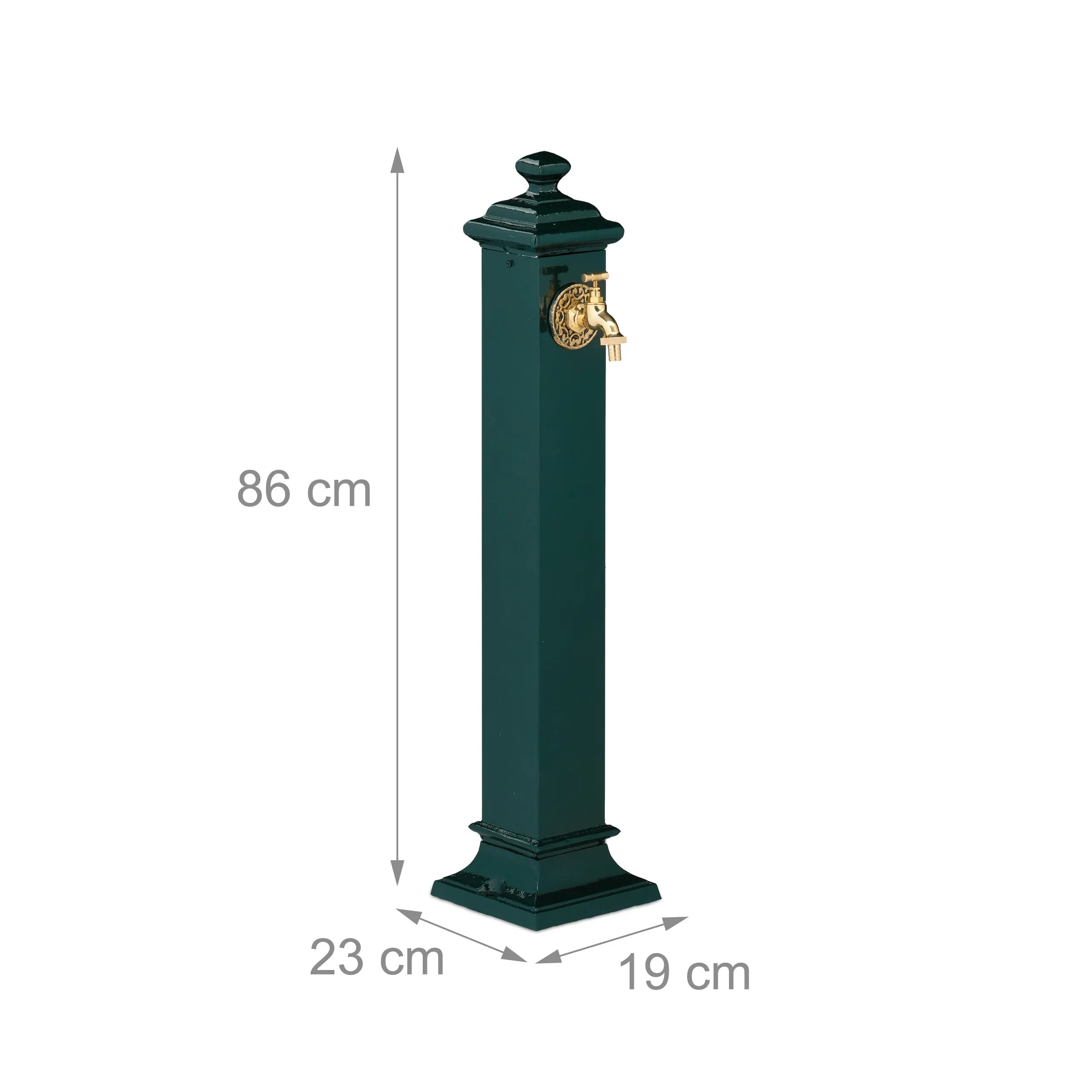 Relaxdays Fontana da Giardino in Stile Antico a Colonna con Rubinetto, 86x19x23 cm, Verde Scuro - immagine 4