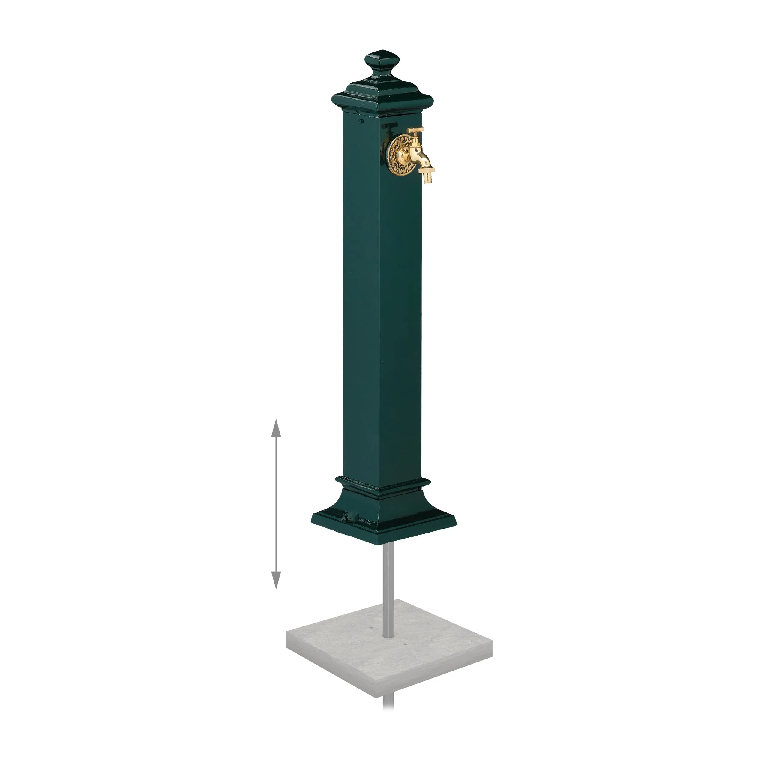 Relaxdays Fontana da Giardino in Stile Antico a Colonna con Rubinetto, 86x19x23 cm, Verde Scuro - immagine 5