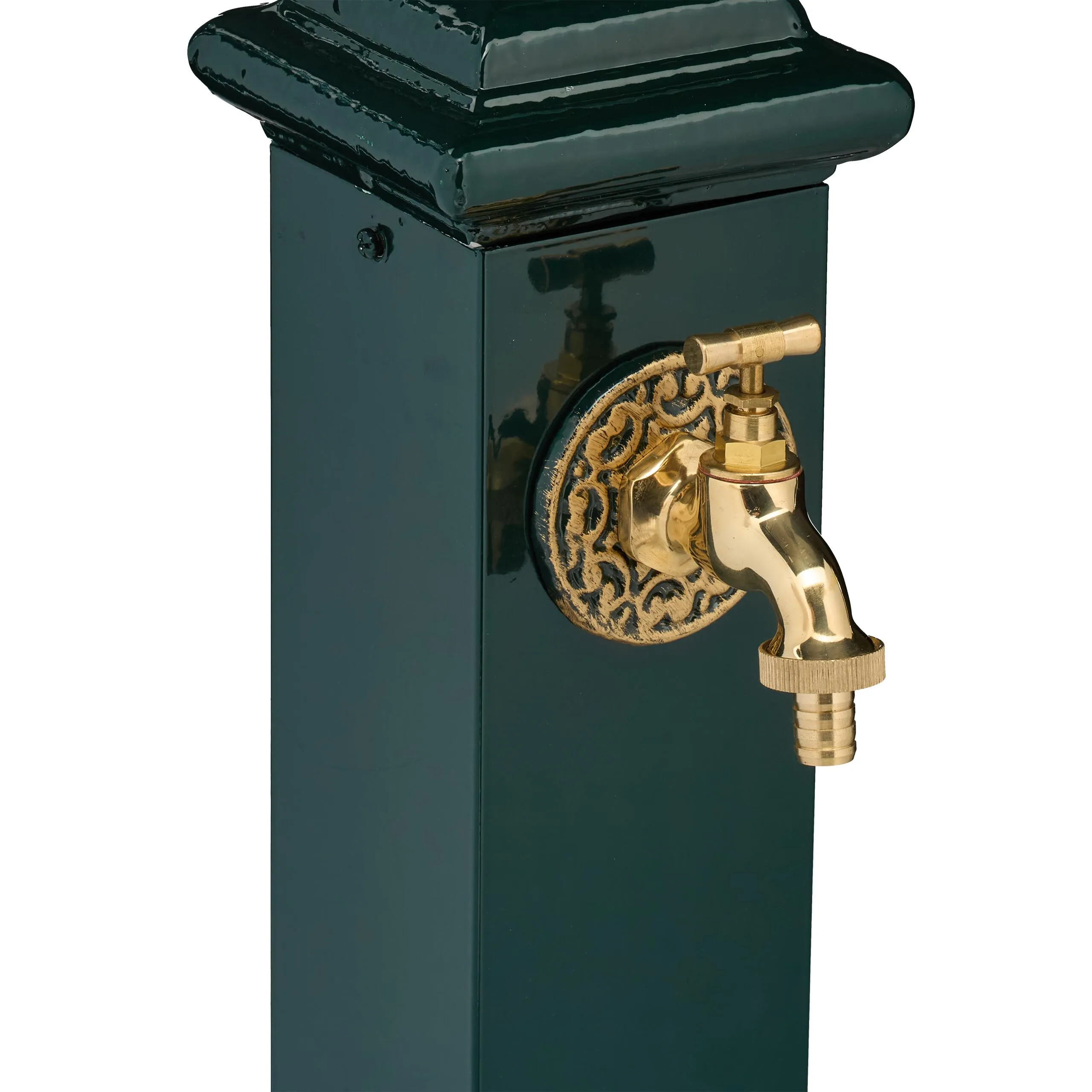 Relaxdays Fontana da Giardino in Stile Antico a Colonna con Rubinetto, 86x19x23 cm, Verde Scuro - immagine 7