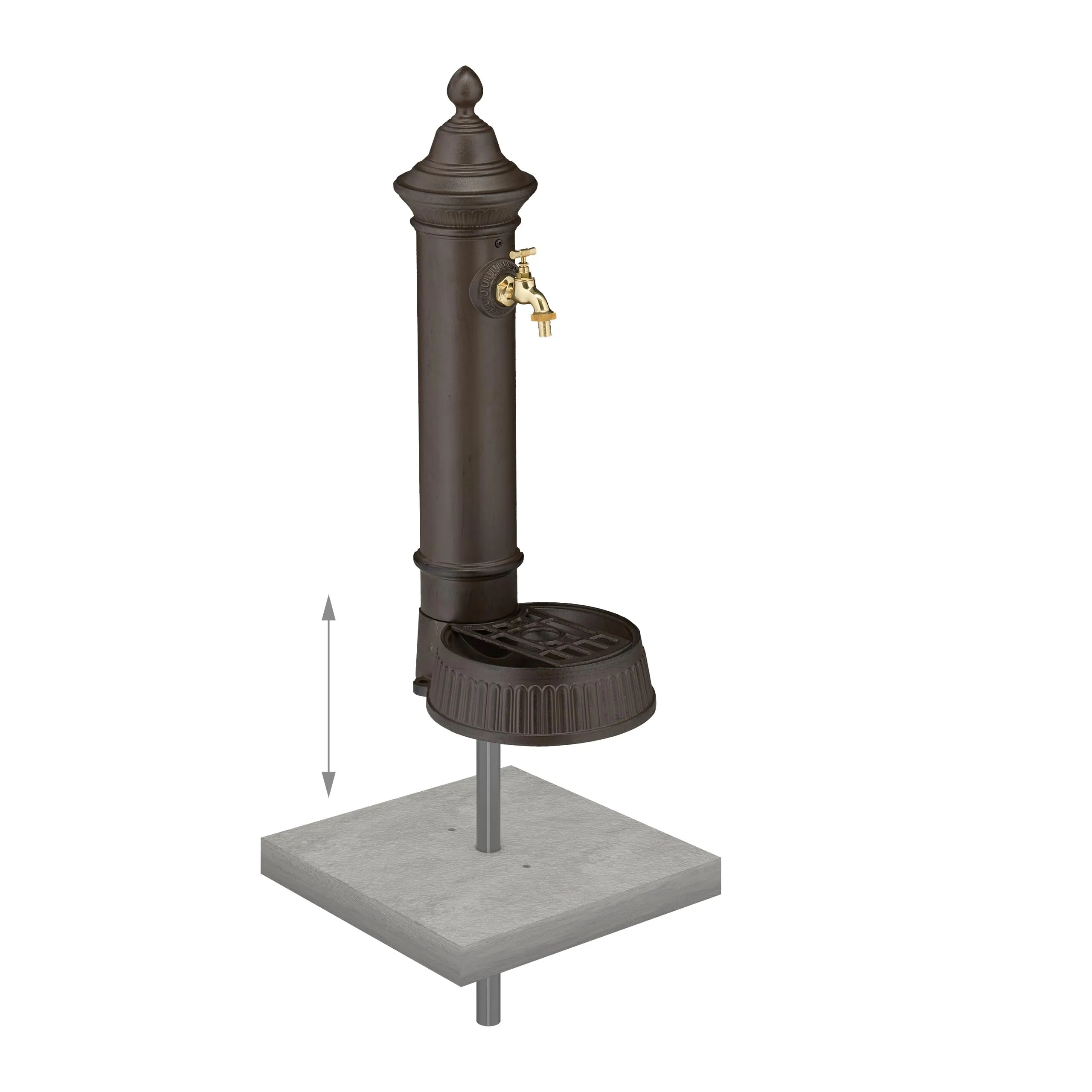 Relaxdays Fontana da Giardino in Stile Antico a Colonna con Rubinetto e Vaschetta, 72x26x31 cm, Marrone - immagine 5