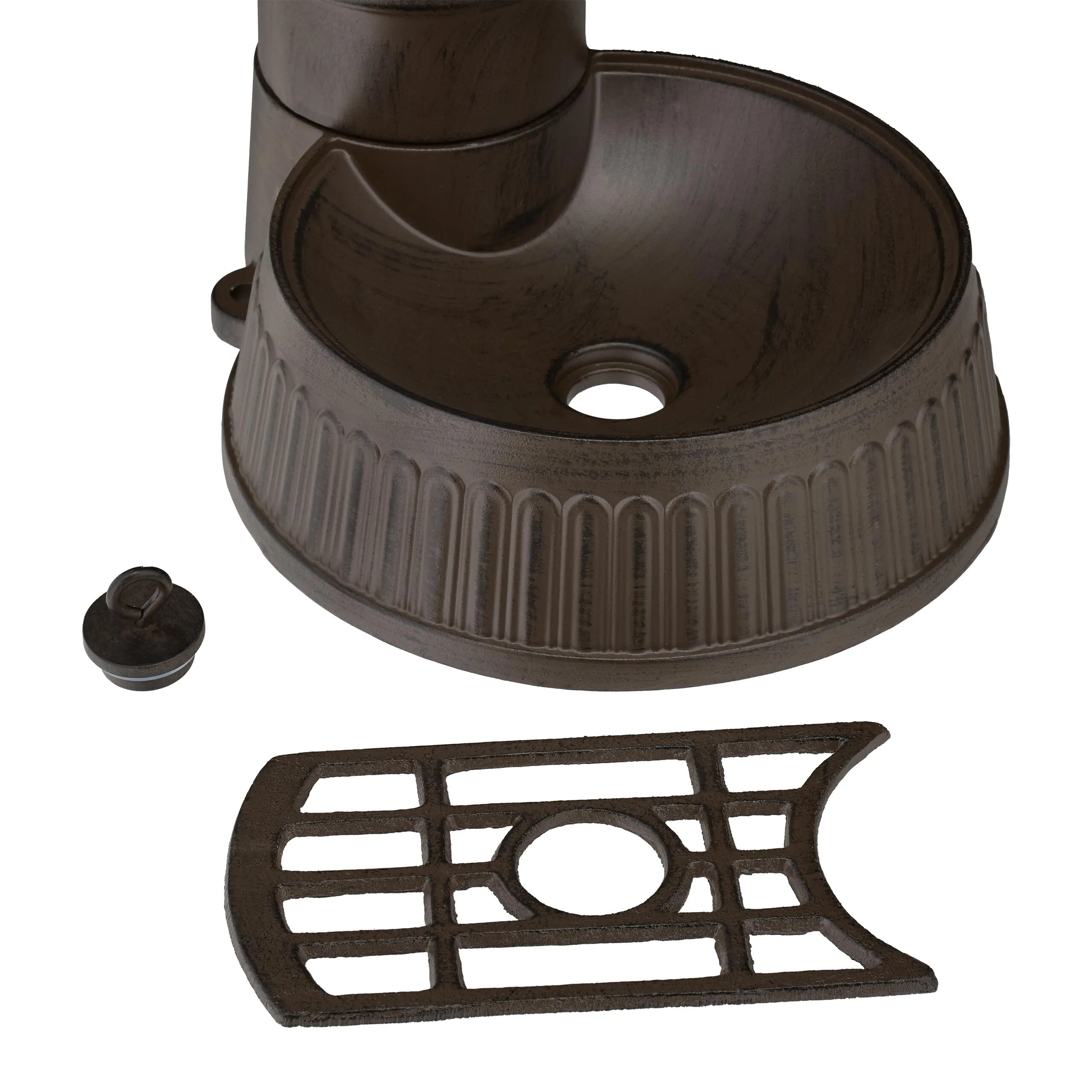 Relaxdays Fontana da Giardino in Stile Antico a Colonna con Rubinetto e Vaschetta, 72x26x31 cm, Marrone - immagine 6