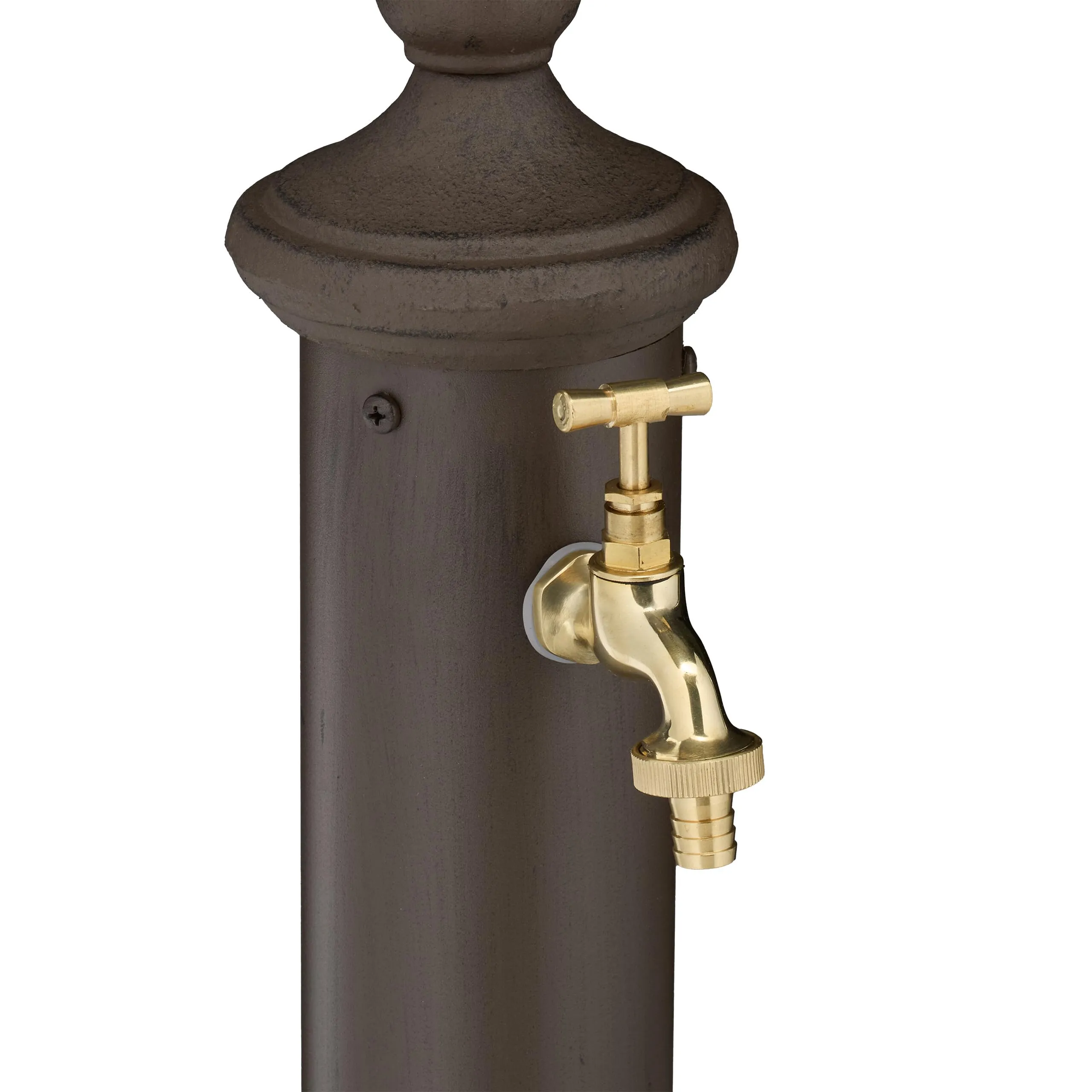 Relaxdays Fontana da Giardino in Stile Antico a Colonna con Rubinetto e Vaschetta, 65x25x30 cm, Marrone - immagine 7