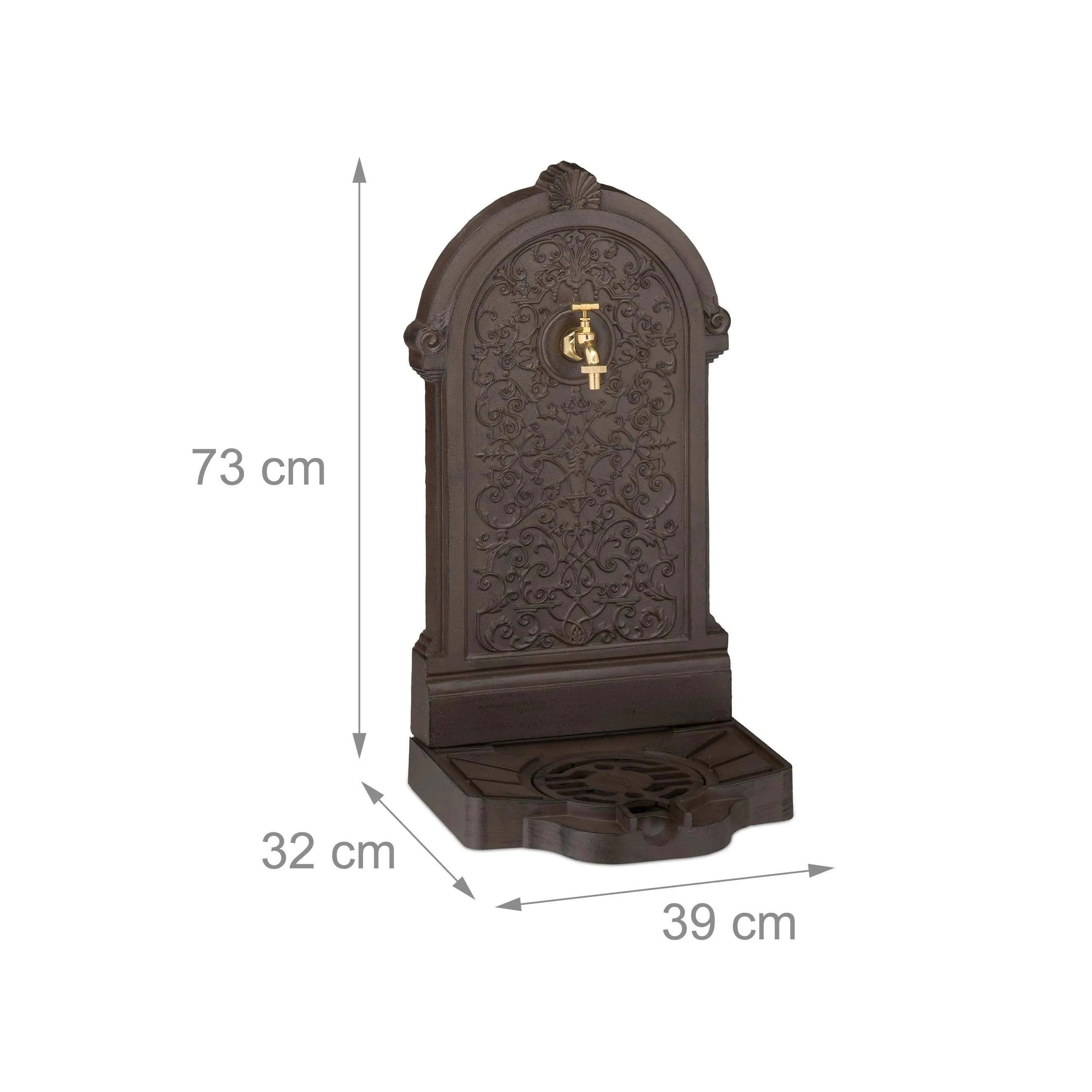 Relaxdays Fontana da Giardino in Stile Antico, 73x39x32 cm, Marrone - immagine 4