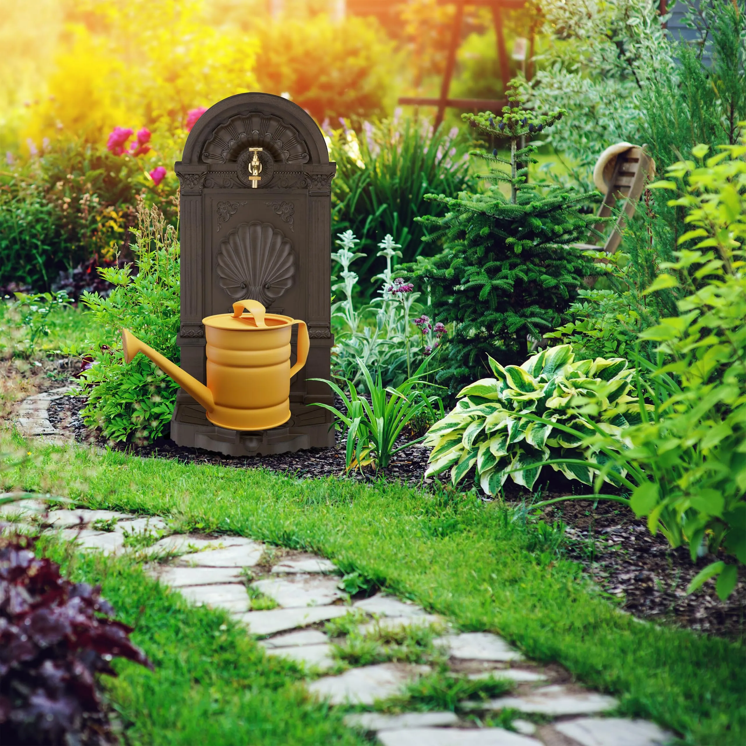 Relaxdays Fontana da Giardino Stile Vintage, 82,5x39x32 cm, Marrone - immagine 2