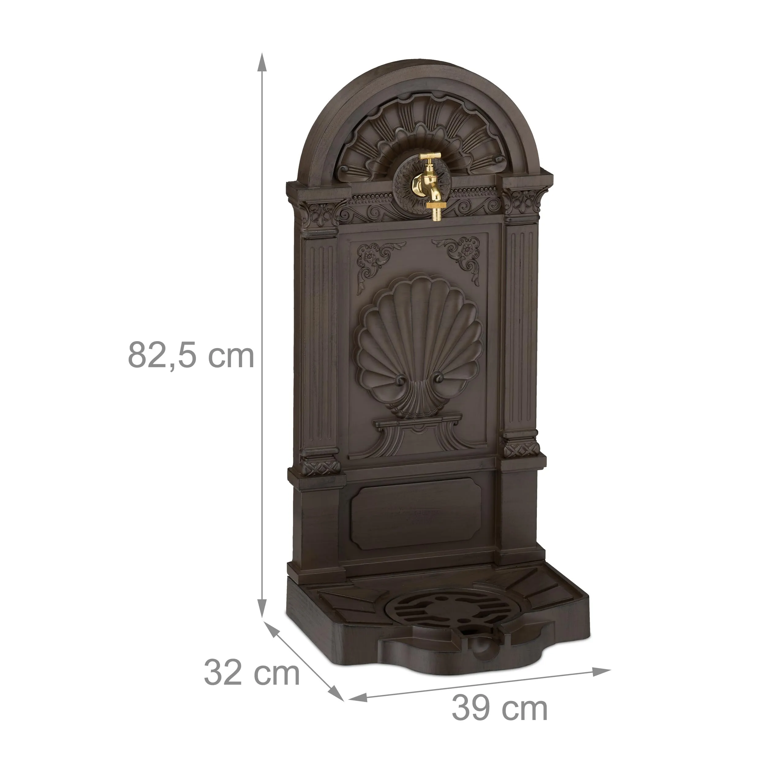 Relaxdays Fontana da Giardino Stile Vintage, 82,5x39x32 cm, Marrone - immagine 4