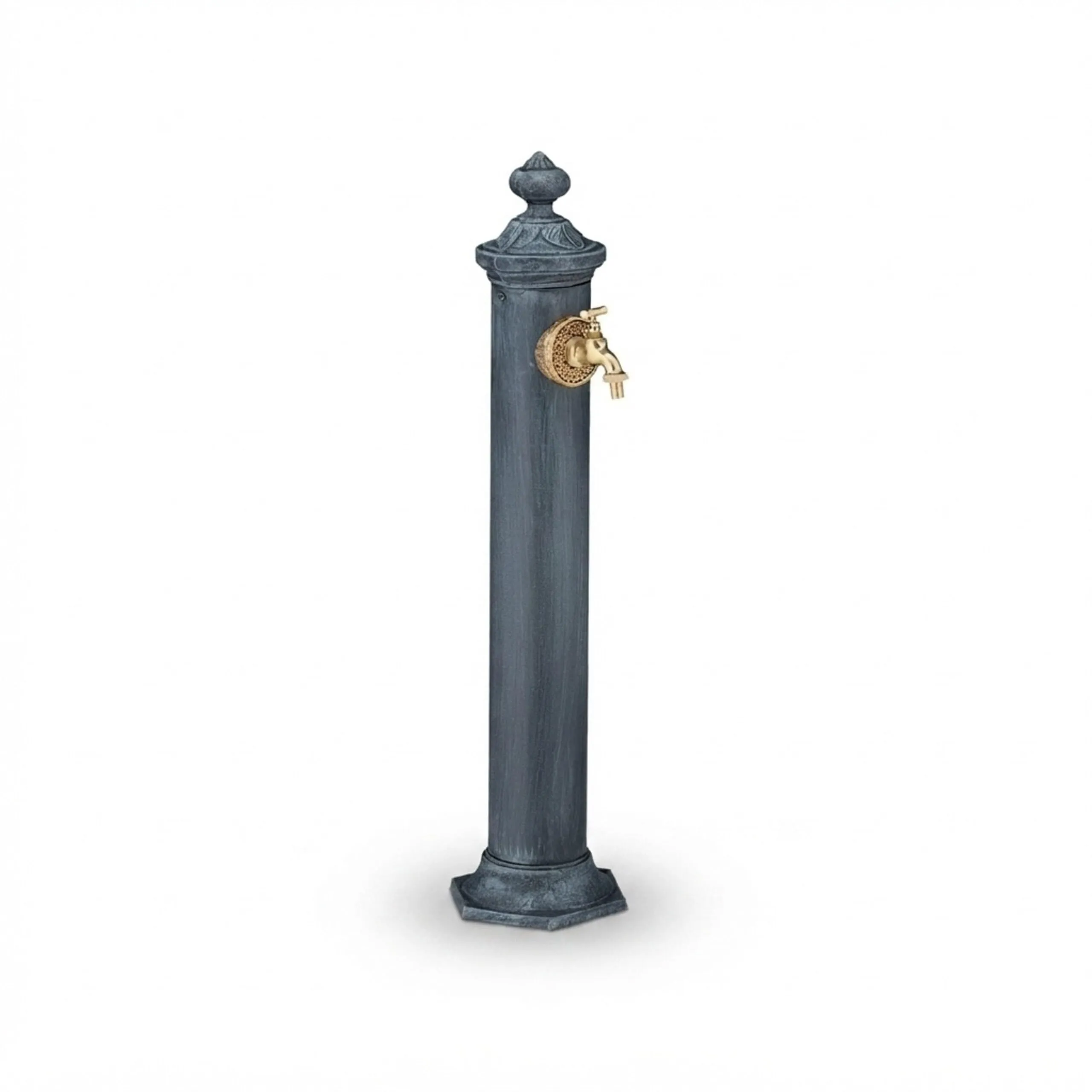 Relaxdays Fontana da Giardino in Stile Antico a Colonna con Rubinetto, Grigio, 84x21,5x25 cm - immagine 4