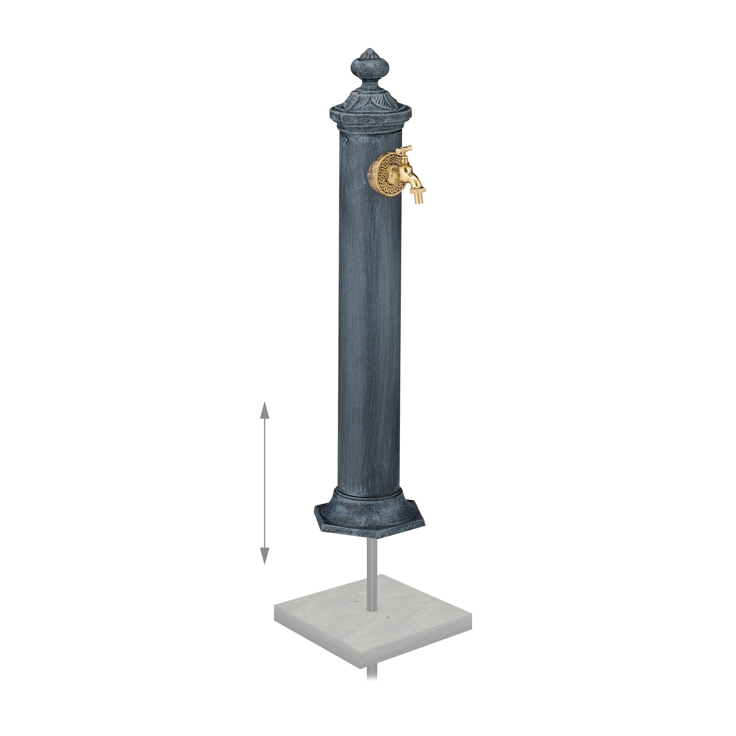 Relaxdays Fontana da Giardino in Stile Antico a Colonna con Rubinetto, Grigio, 84x21,5x25 cm - immagine 6