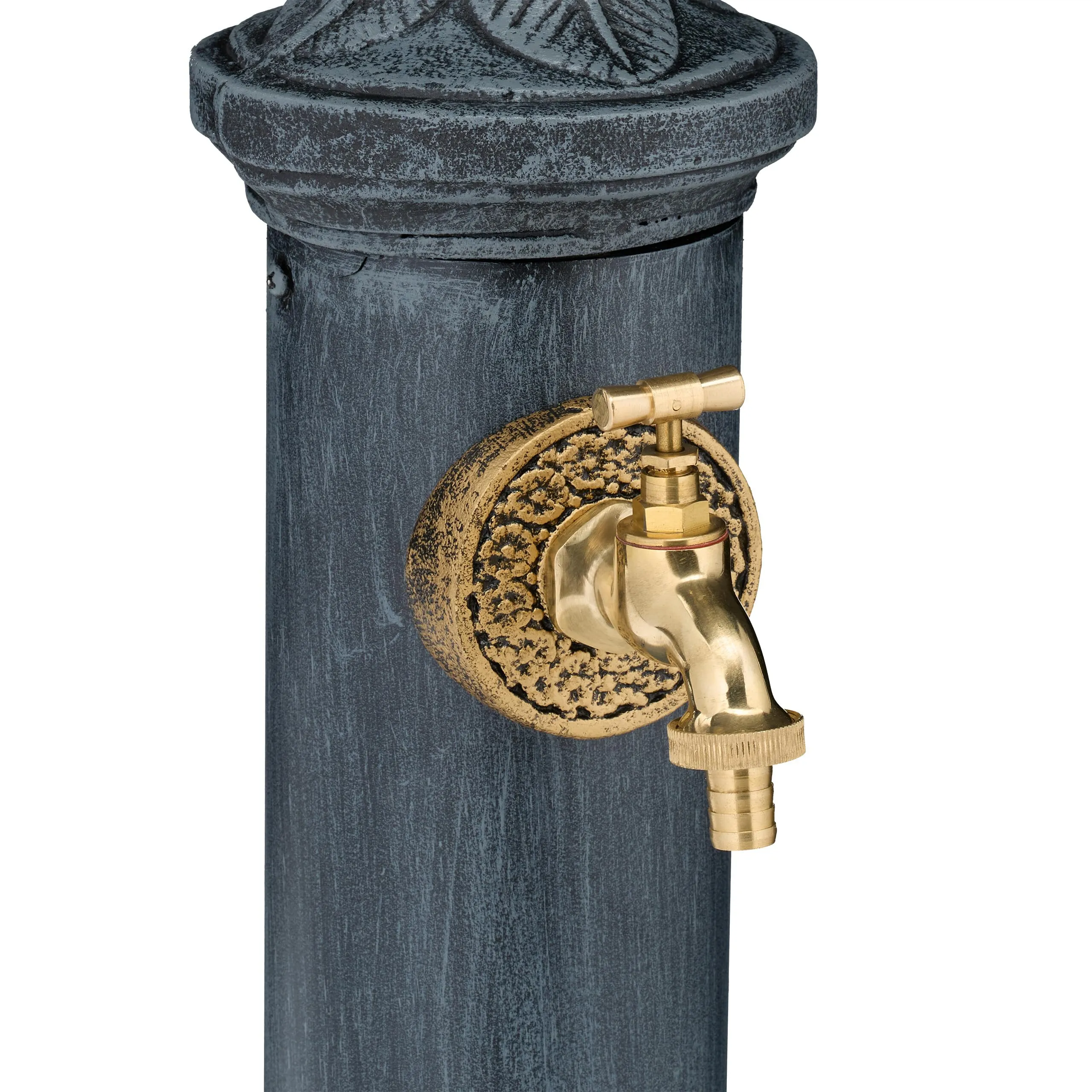 Relaxdays Fontana da Giardino in Stile Antico a Colonna con Rubinetto, Grigio, 84x21,5x25 cm - immagine 8