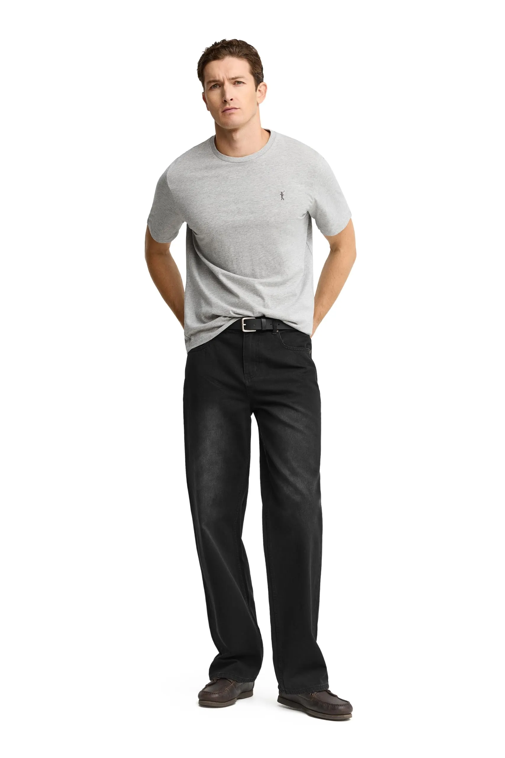 Polo Club Maglietta Basic Uomo in Cotone Grigio Vigorè con Logo Ricamato - immagine 4