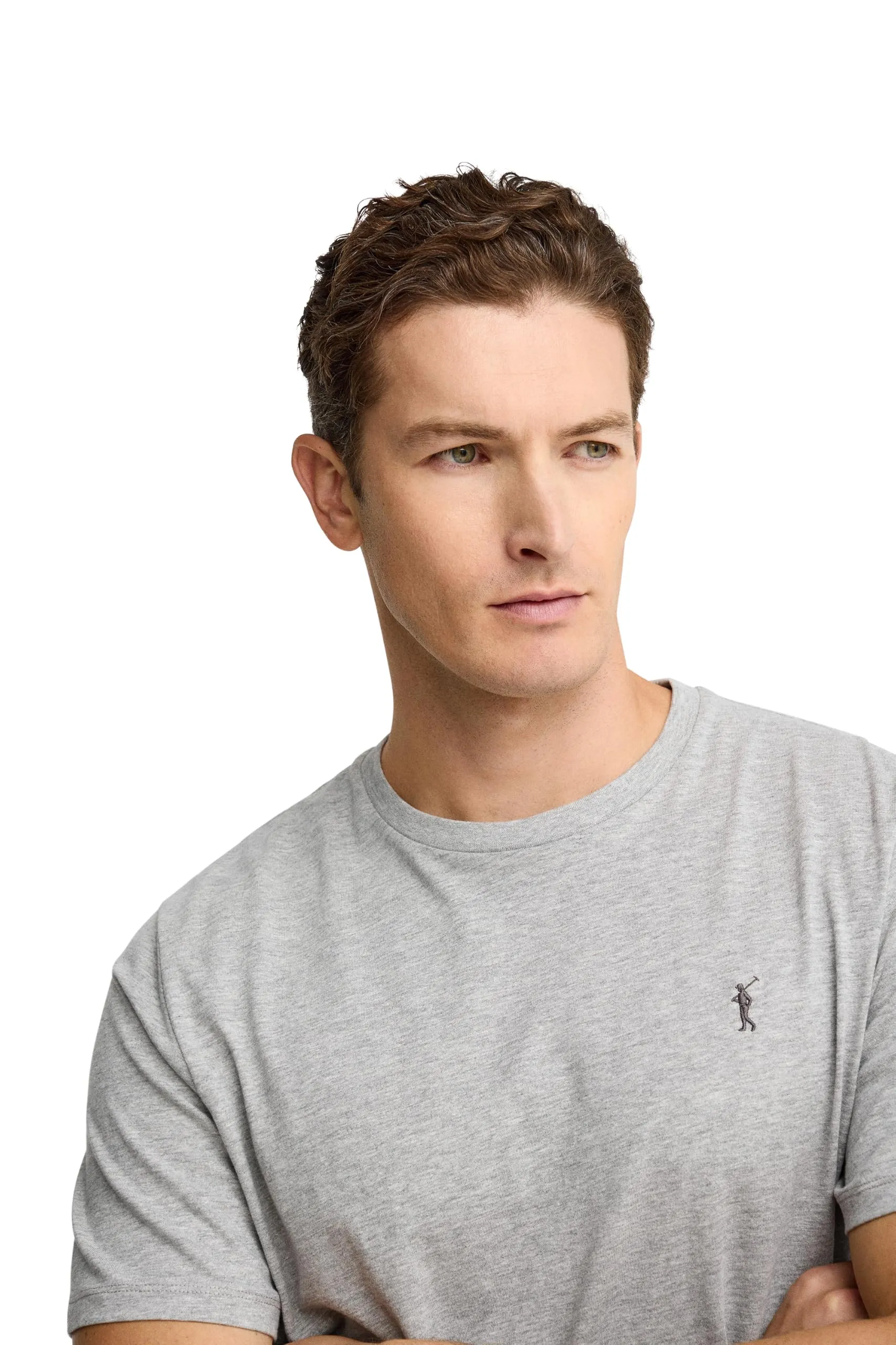 Polo Club Maglietta Basic in Cotone con Logo Ricamato Uomo, Grigio Vigorè - immagine 3