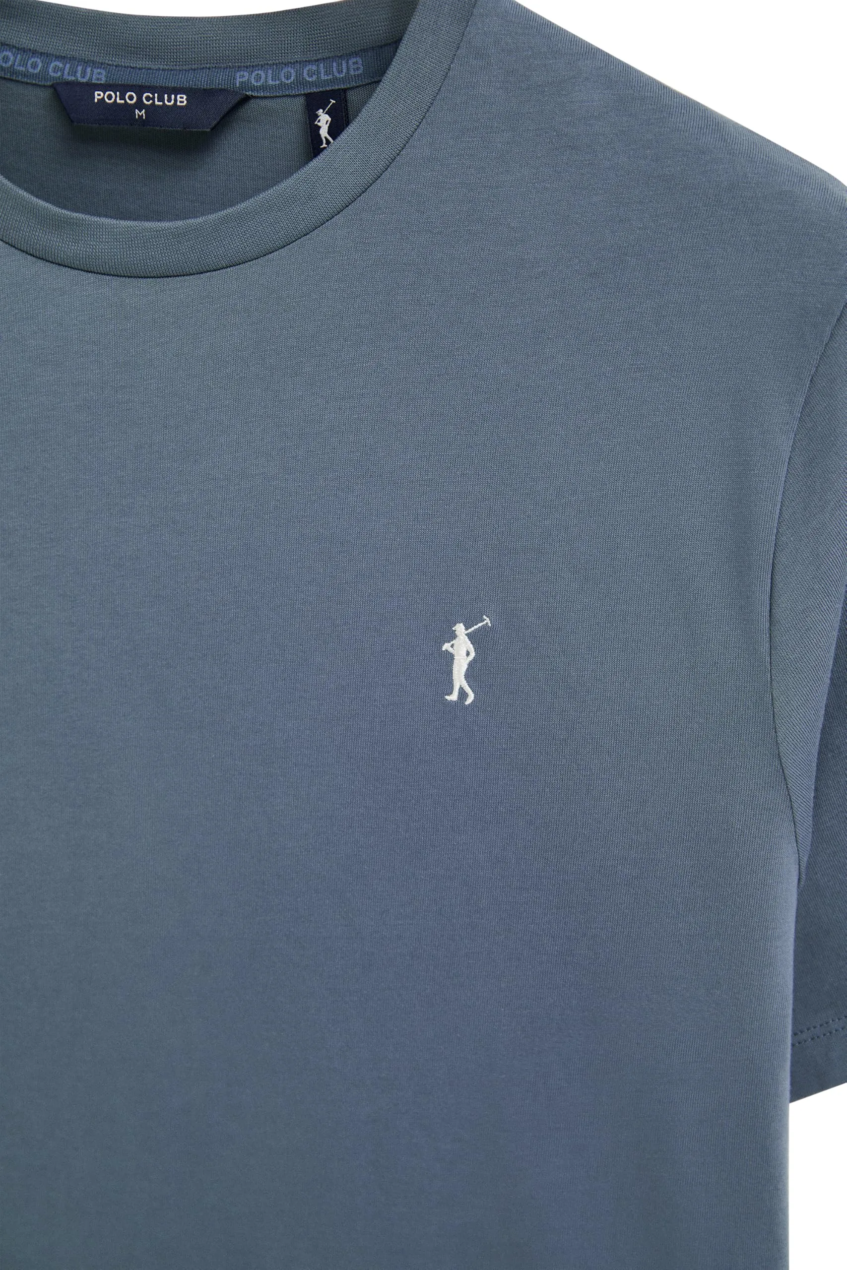 Polo Club Maglietta Basic Blu Denim in Cotone con Logo Ricamato Uomo - immagine 5
