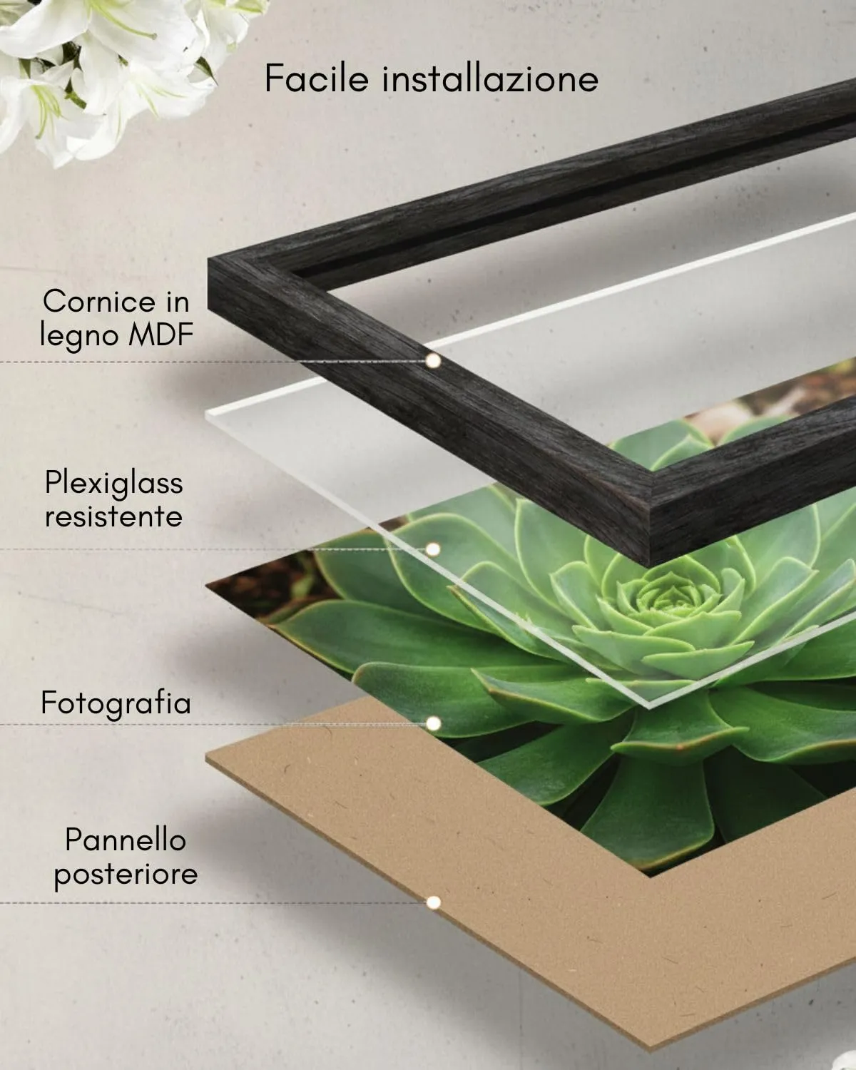 NOOGUI Cornice 40x60 cm, Legno Nero, Vetro Antiriflesso - immagine 4
