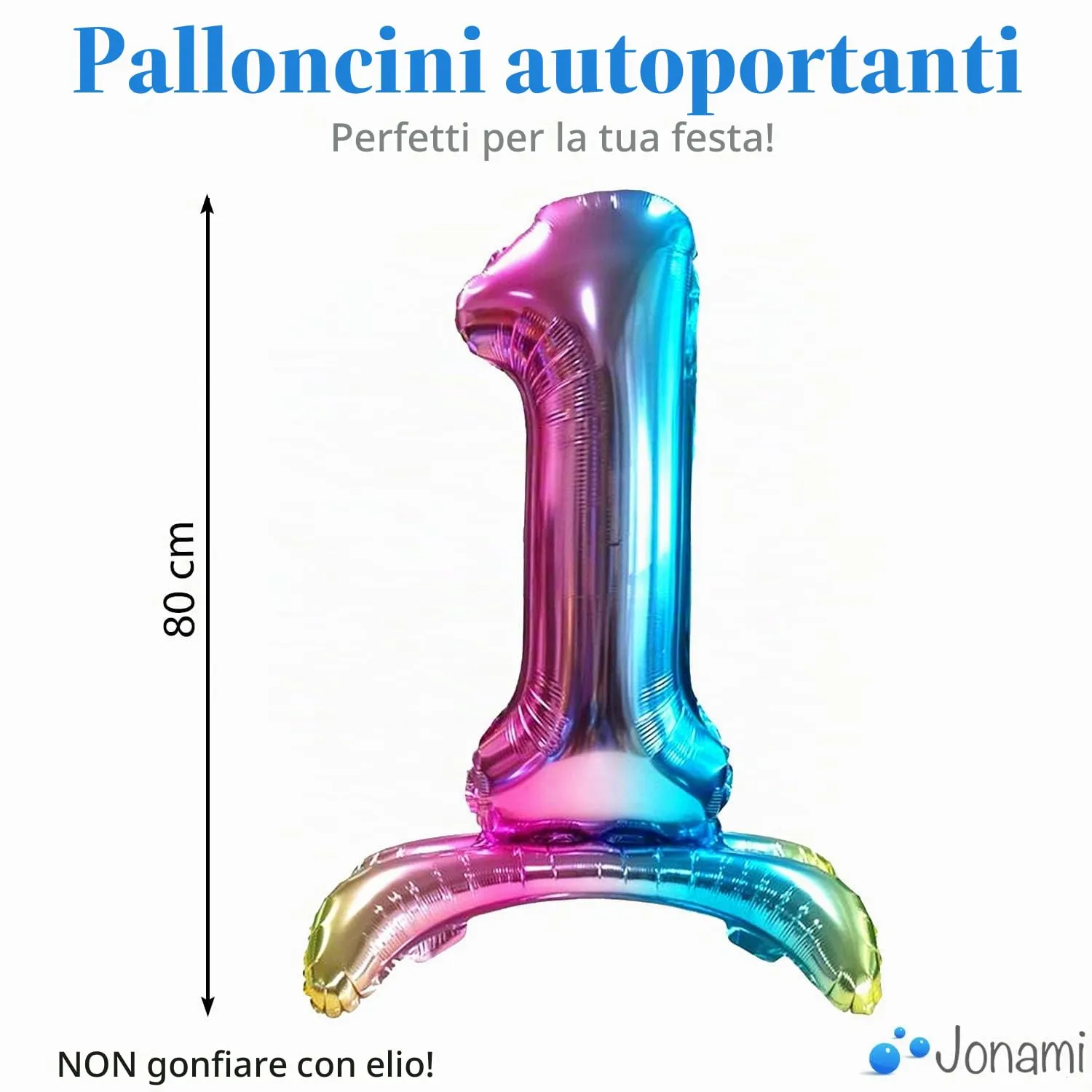 Jonami Palloncino Numero 1 Gigante Multicolore Metallizzato, 82 cm - immagine 2
