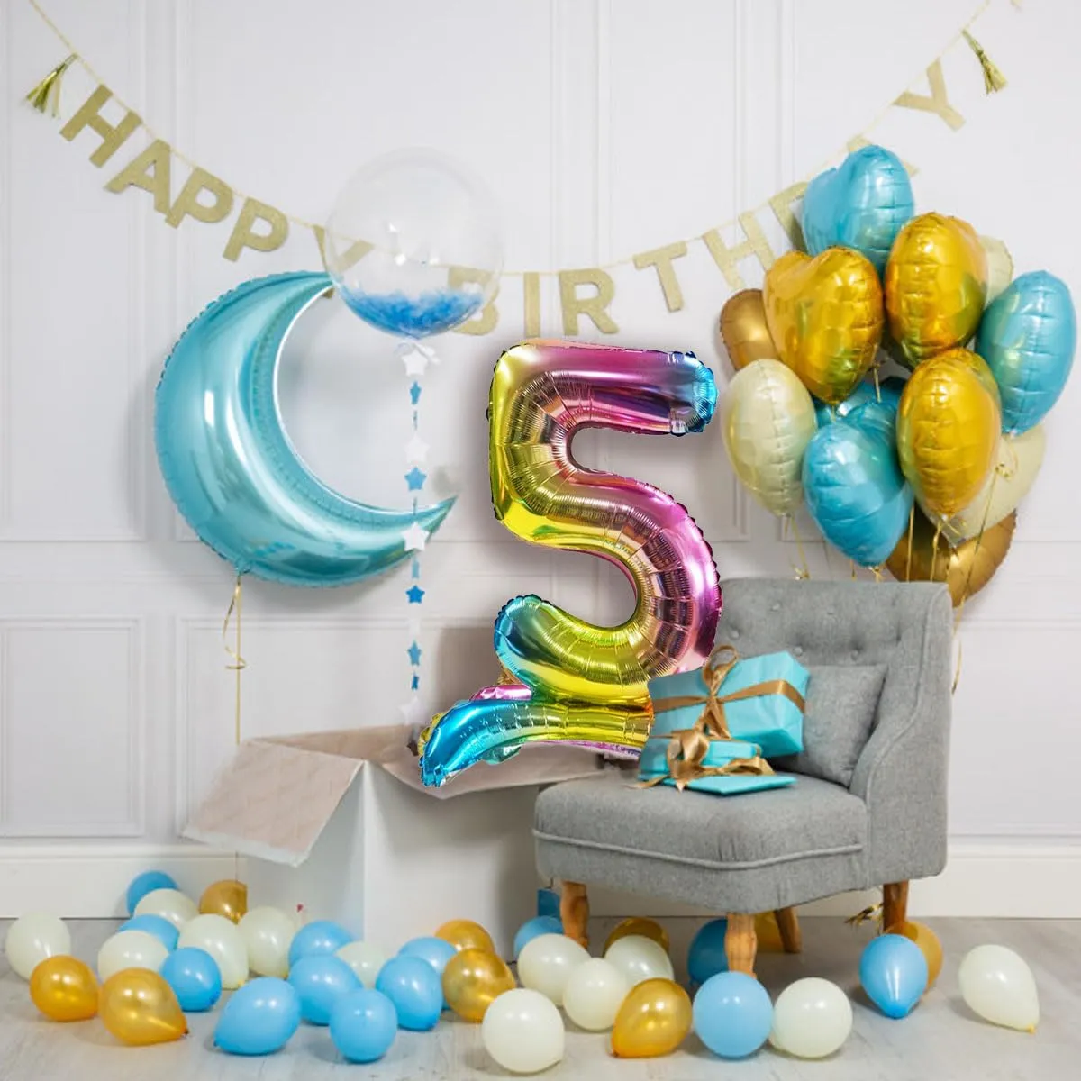 Jonami Palloncino Numero 1 Gigante Multicolore Metallizzato, 82 cm - immagine 5