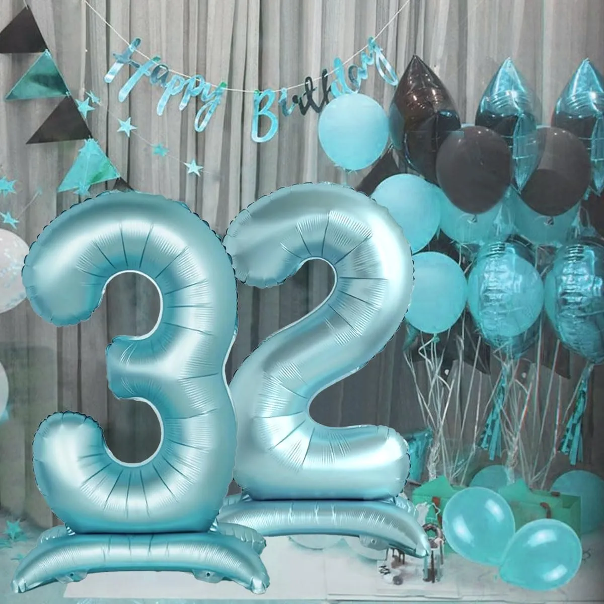 Jonami Palloncino Numero 5 Gigante Azzurro in Piedi, 82 cm - immagine 5