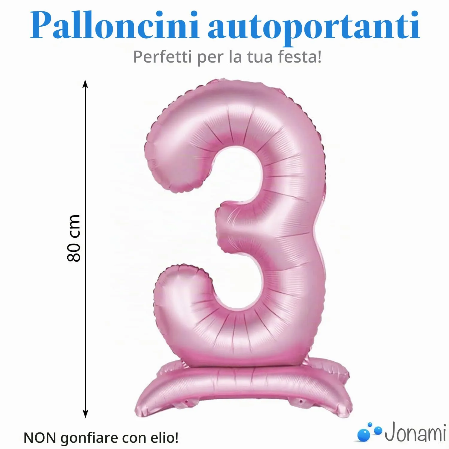 Jonami Palloncino Numero 3 Gigante Rosa 82 cm - immagine 2