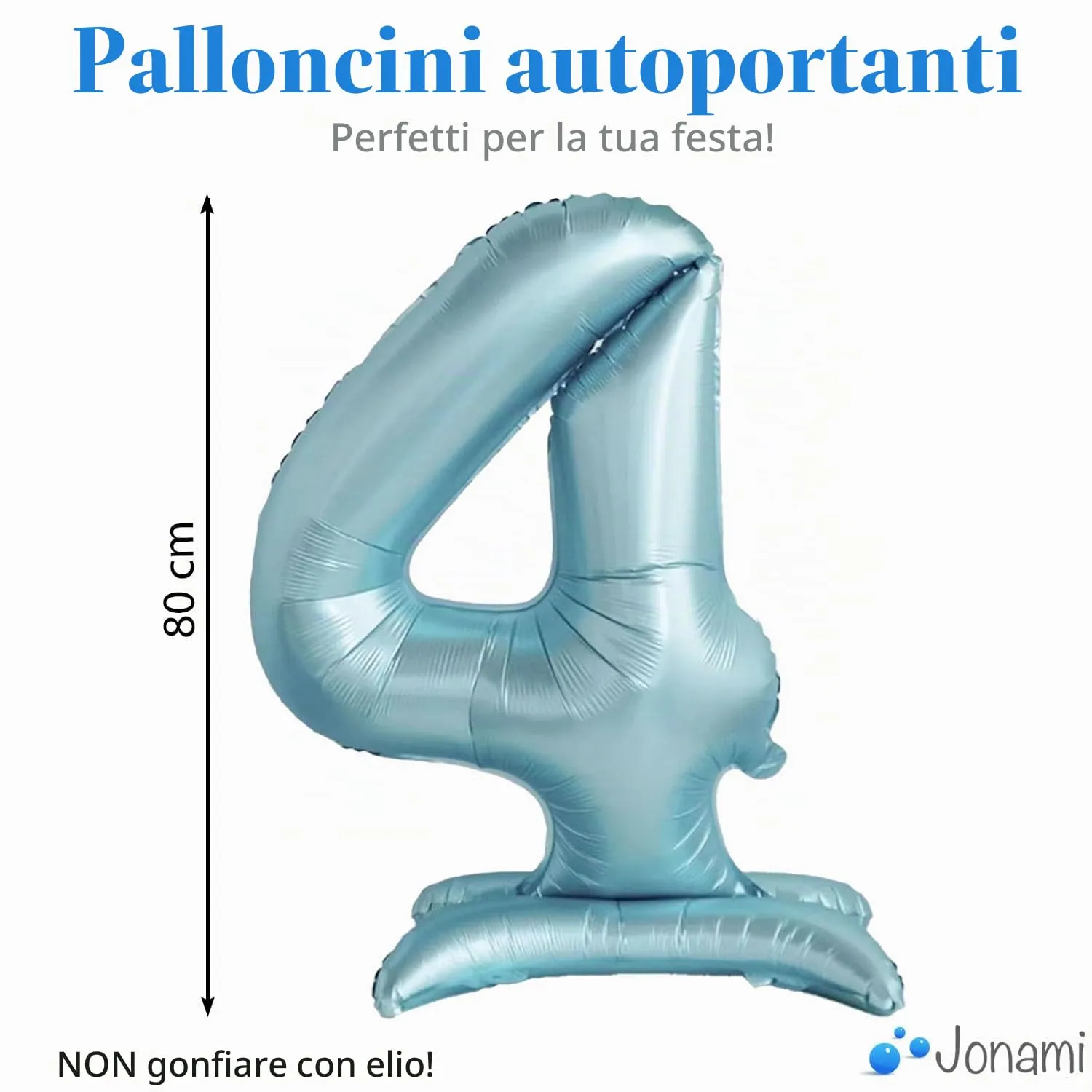 Jonami Palloncino Numero 4 Gigante Azzurro in Piedi, 82 cm - immagine 2