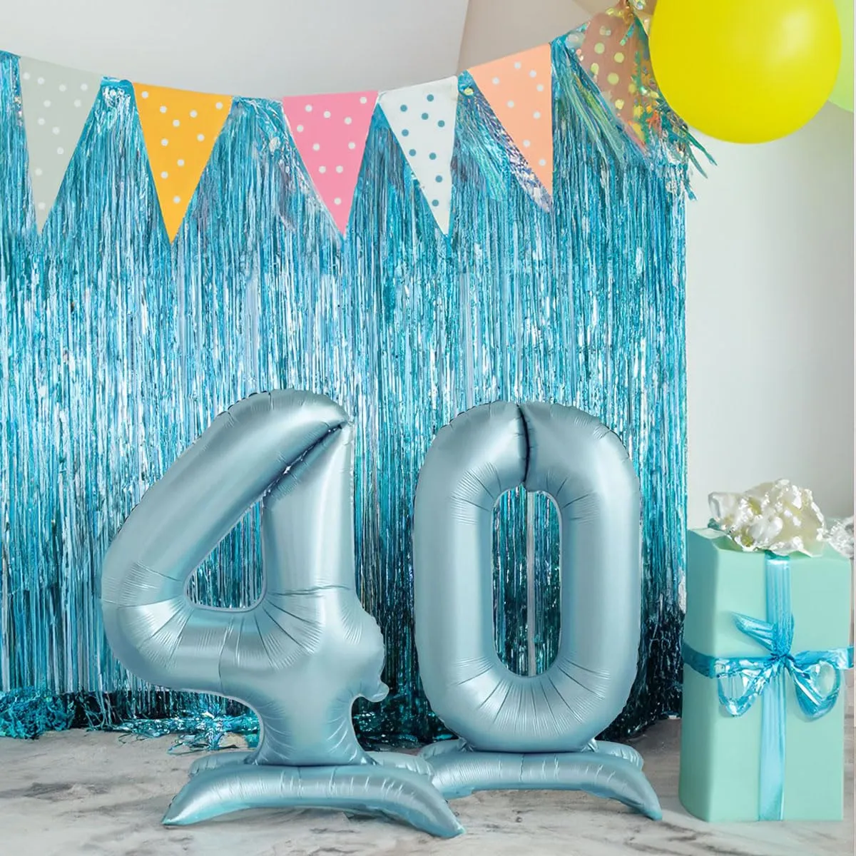 Jonami Palloncino Numero 4 Gigante Azzurro in Piedi, 82 cm - immagine 4