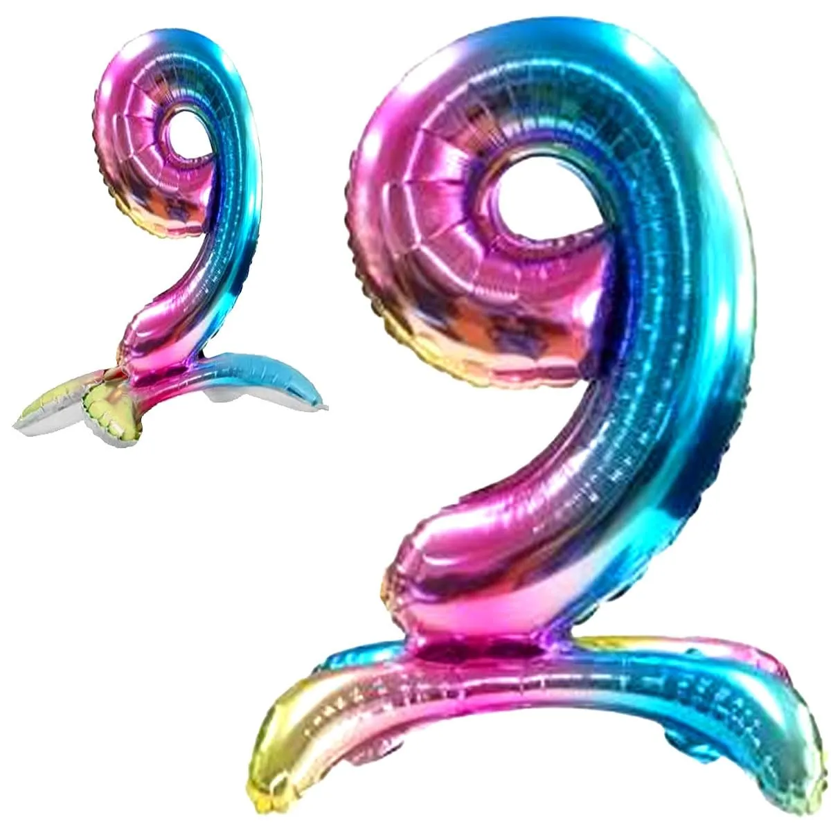 Jonami Palloncino Numero 9 Gigante Multicolore Metallizzato, 82 cm - immagine 1