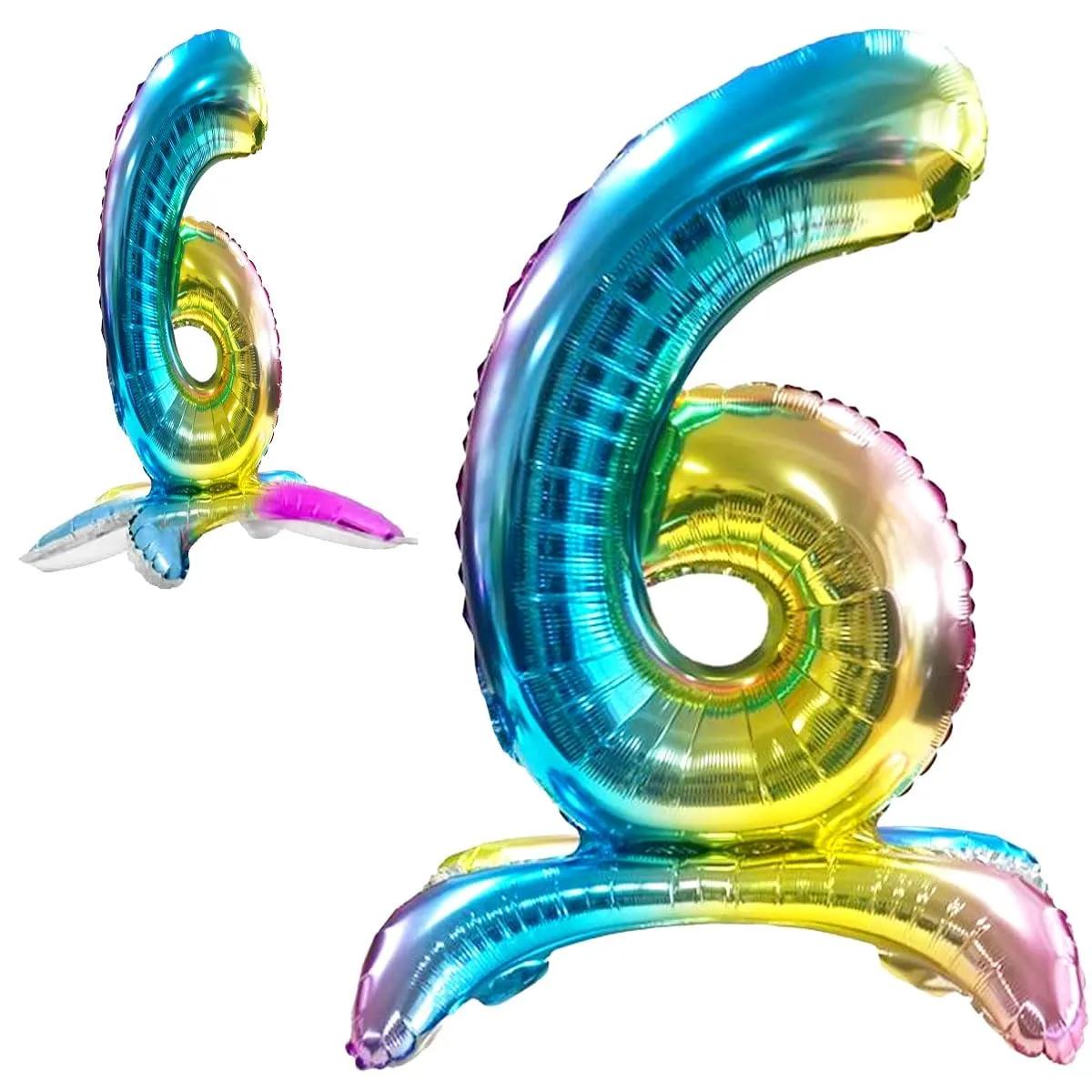 Jonami Palloncino Numero 6 Gigante Multicolore Metallizzato, 82 cm - immagine 1