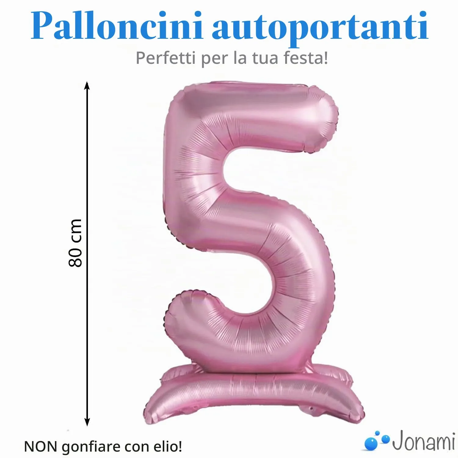 Jonami Palloncino Numero 5 Gigante Rosa in Piedi, 82 cm - immagine 2