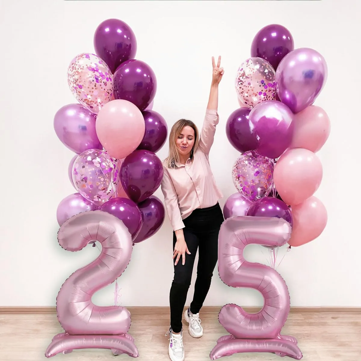 Jonami Palloncino Numero 5 Gigante Rosa in Piedi, 82 cm - immagine 5