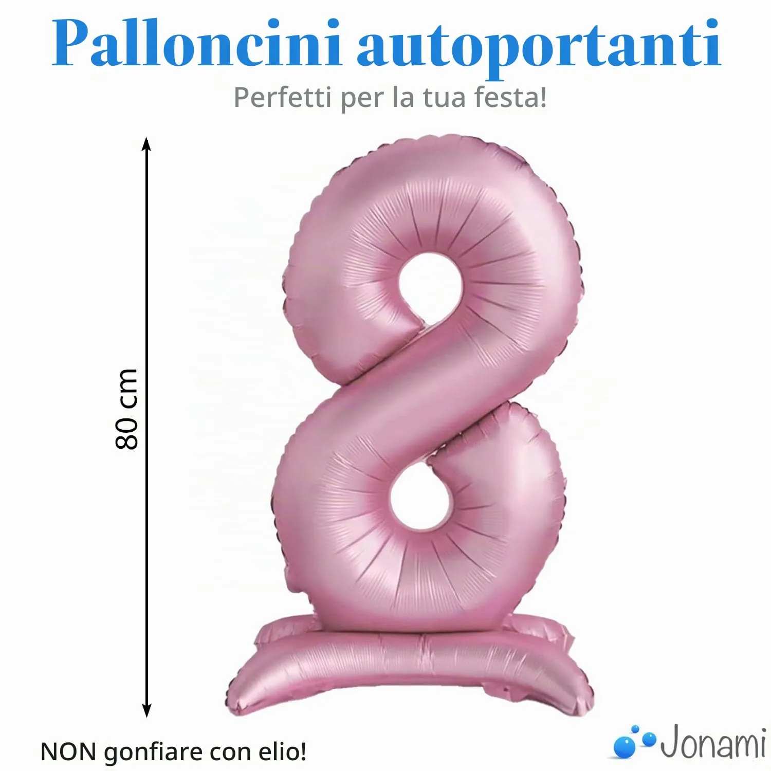Jonami Palloncino Numero 8 Gigante Rosa, 82 cm - immagine 2