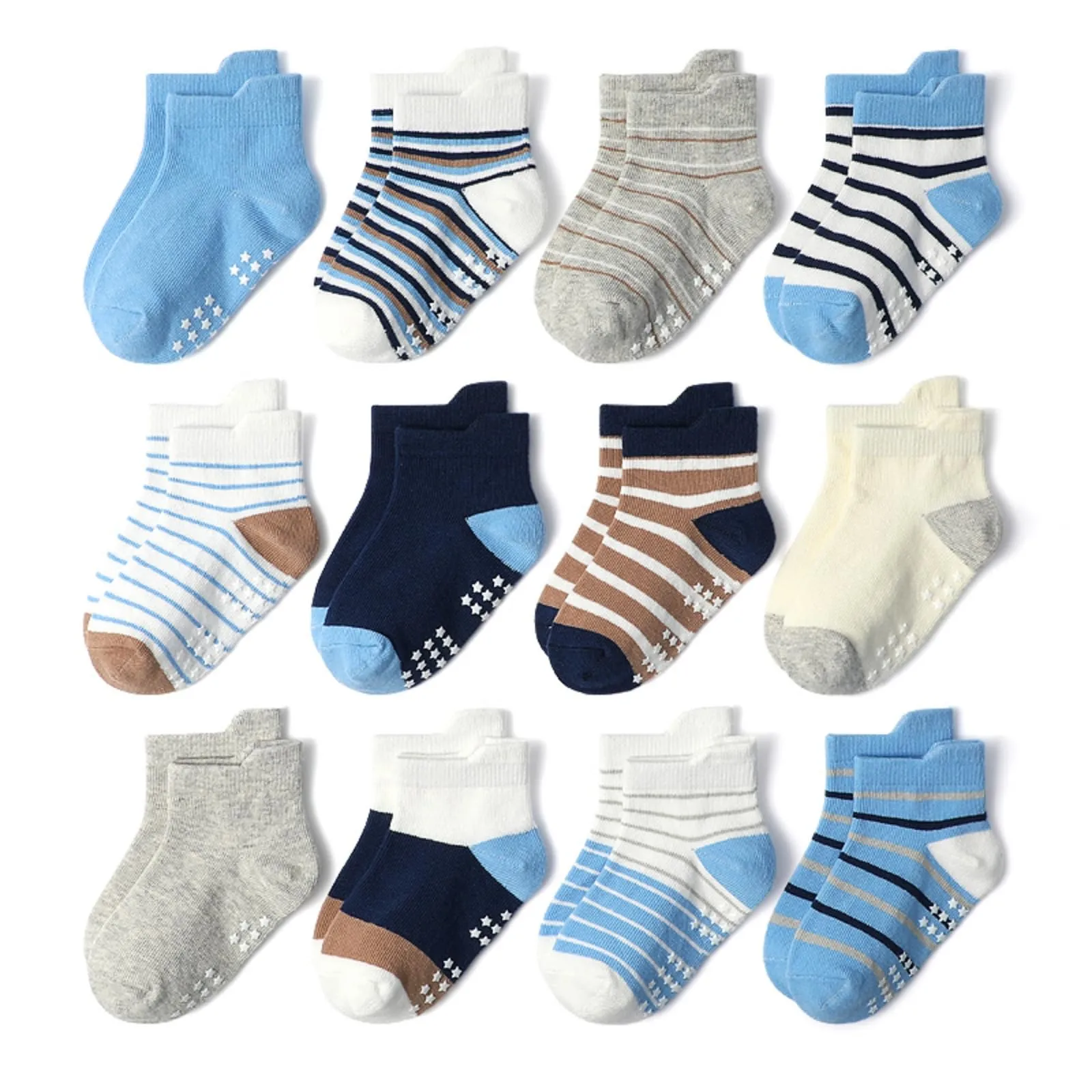 HaimoBurg Calze Antiscivolo in Cotone per Bambini 1-5 Anni, 12 Paia - immagine 1