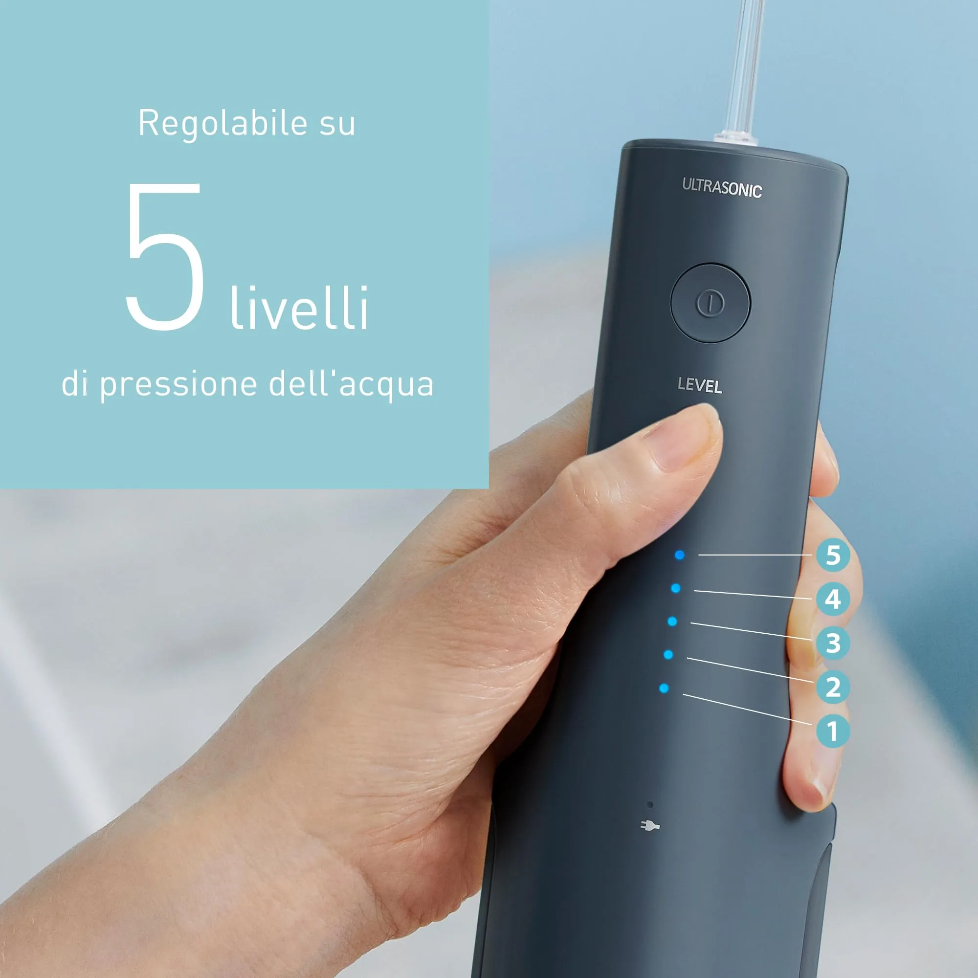 Panasonic Serie 600 Irrigatore Orale a Ultrasuoni EW-DJ66-A303, 200ml, IPX7, Blu Marino - immagine 7
