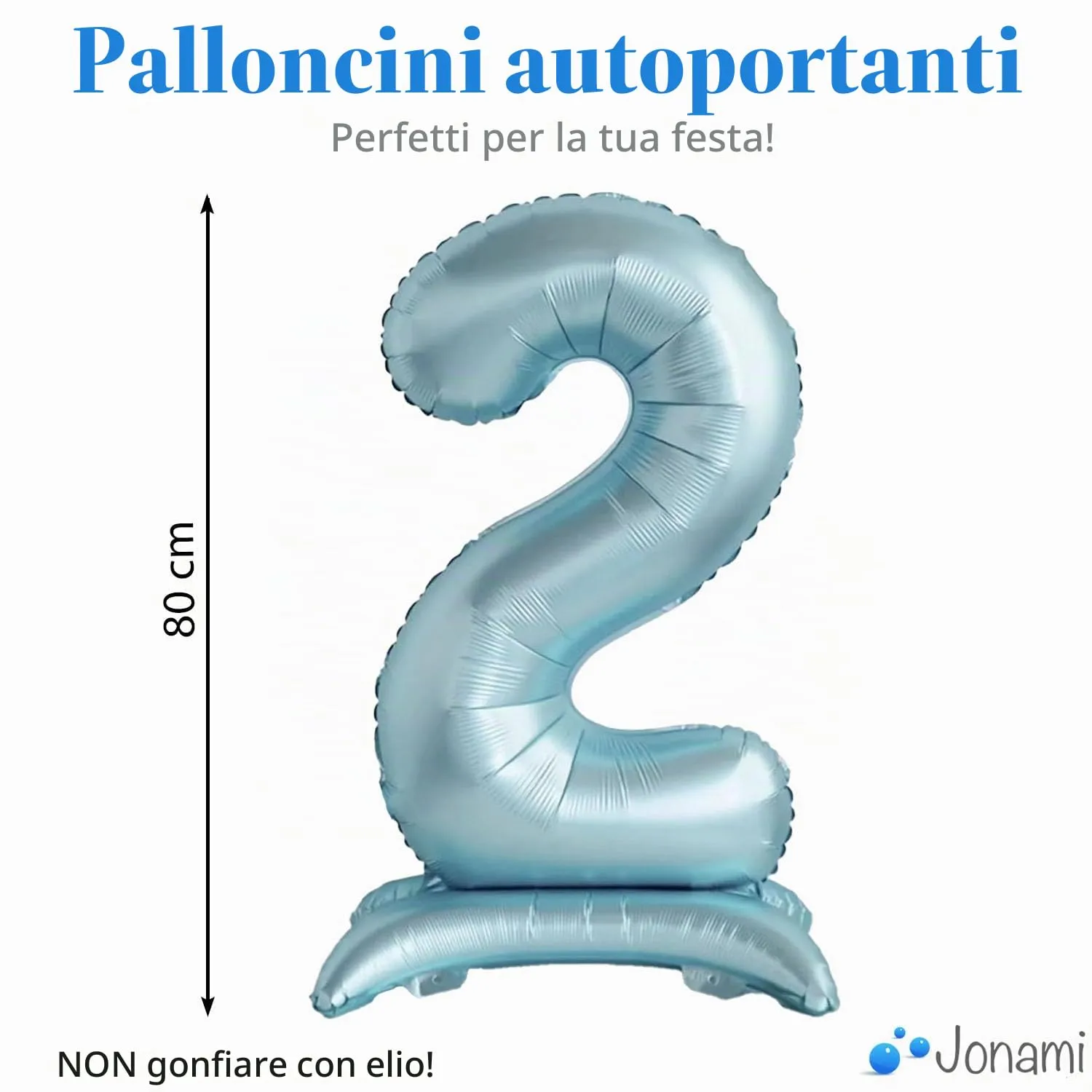 Jonami Palloncino Numero 2 Gigante Azzurro in Piedi, 82 cm - immagine 2