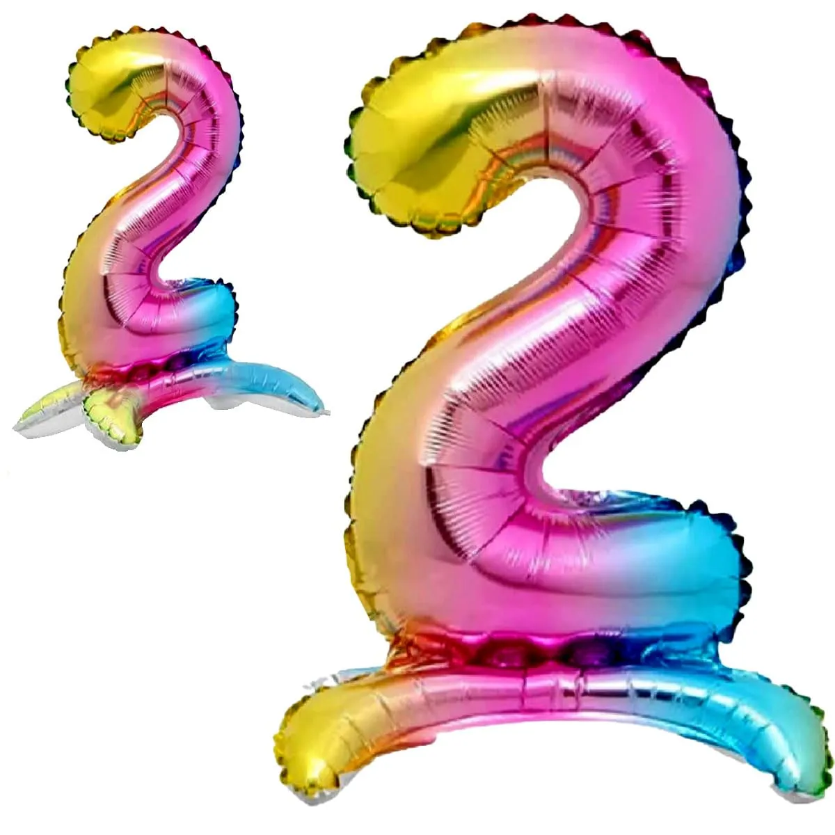 Jonami Palloncino Numero 2 Gigante Multicolore Metallizzato in Piedi, 82 cm - immagine 1