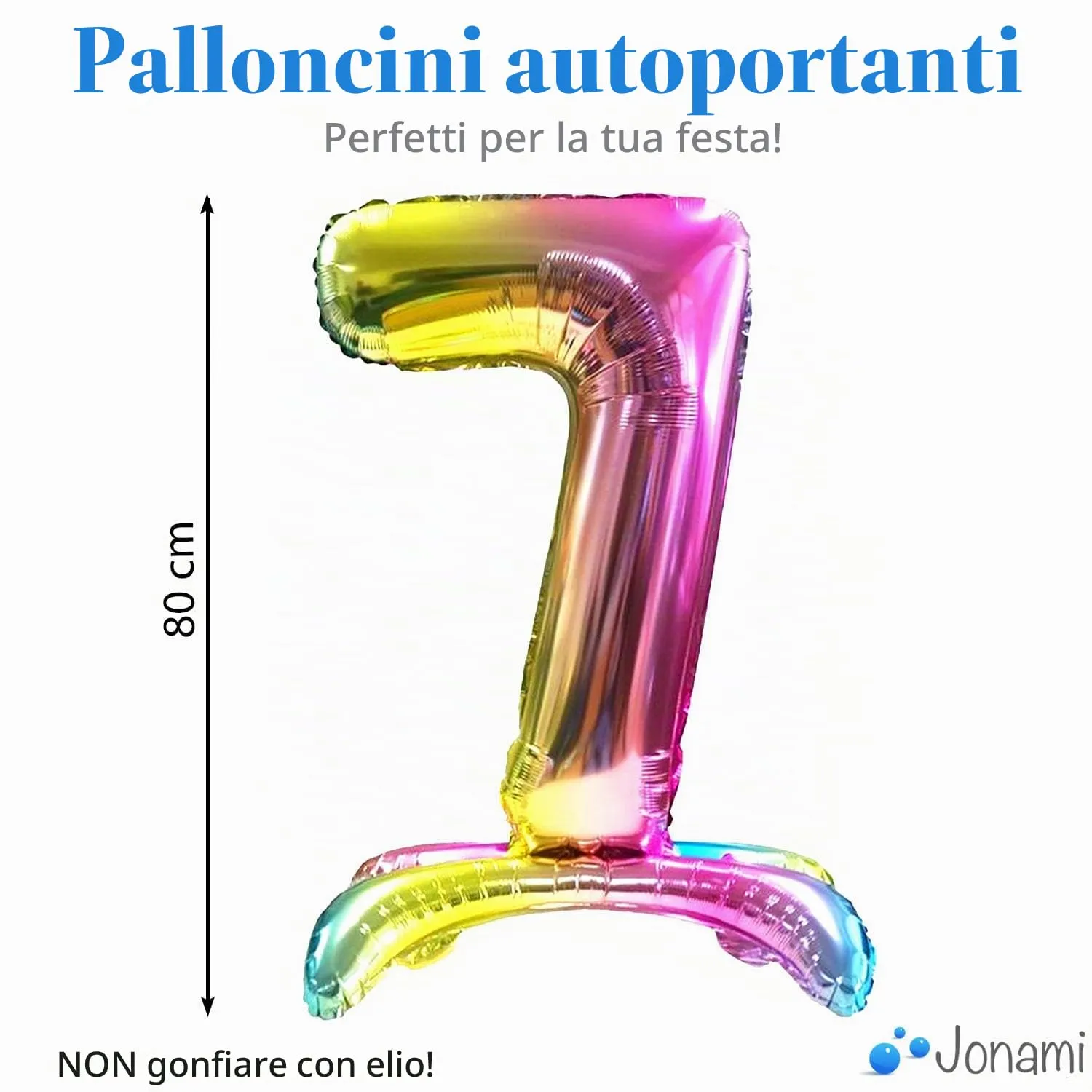 Jonami Palloncino Numero 7 Gigante Multicolore Metallizzato, 82 cm - immagine 2