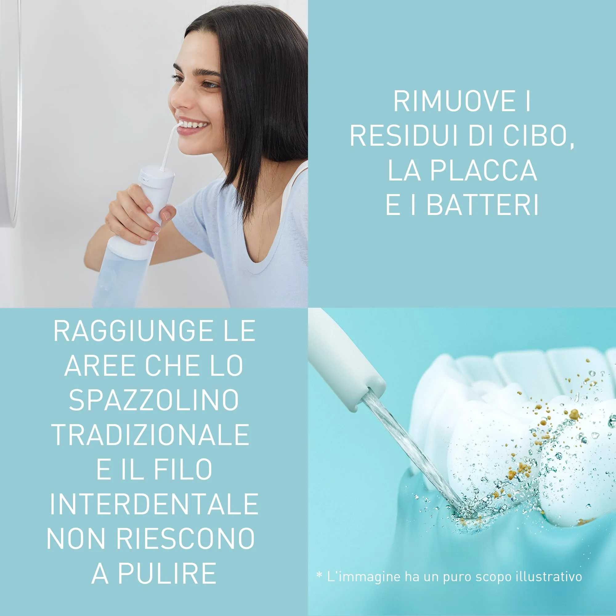 Panasonic Serie 300 Irrigatore Orale EW-DJ27-A303, Idropulsore Dentale, 200ml, IPX7, 4 Ugelli Standard, Blu - immagine 2