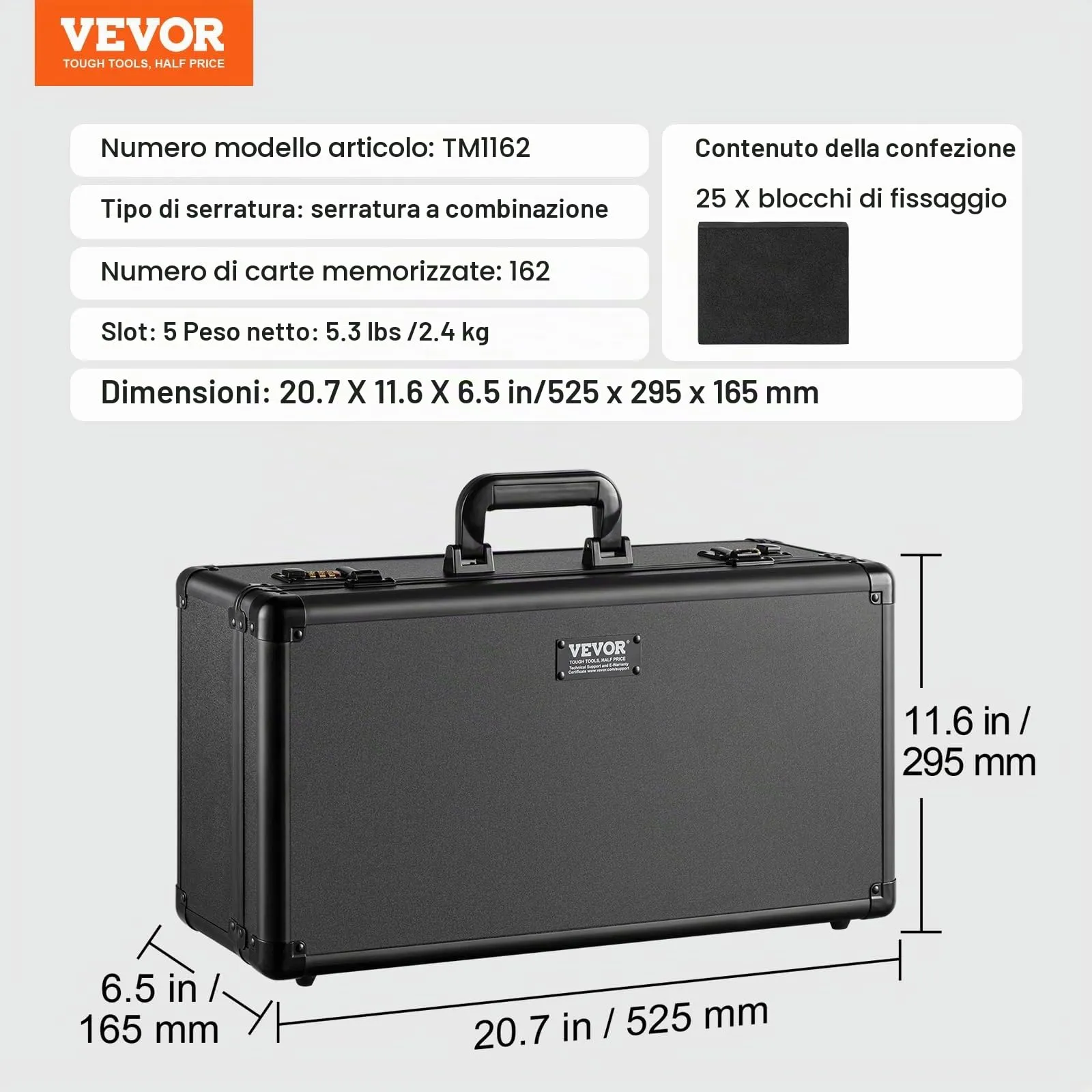 VEVOR Scatola Porta Carte Classificate con Chiusura Codificata, 5 Fessure, per 162 Carte PSA, 115 Carte SGC e 585 Top Loaders - immagine 7